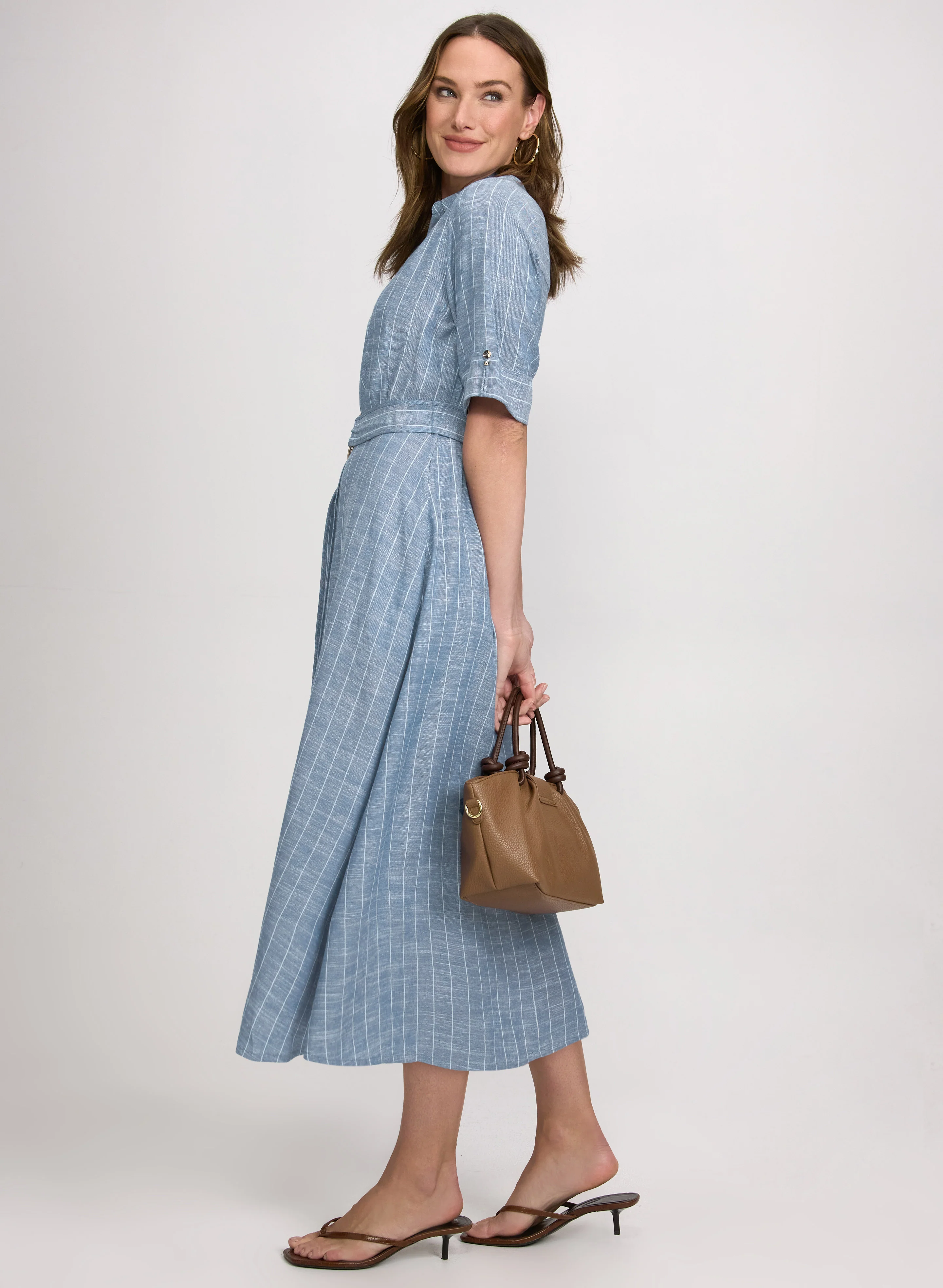 Striped Linen-Blend Shirt Dress - Image 6