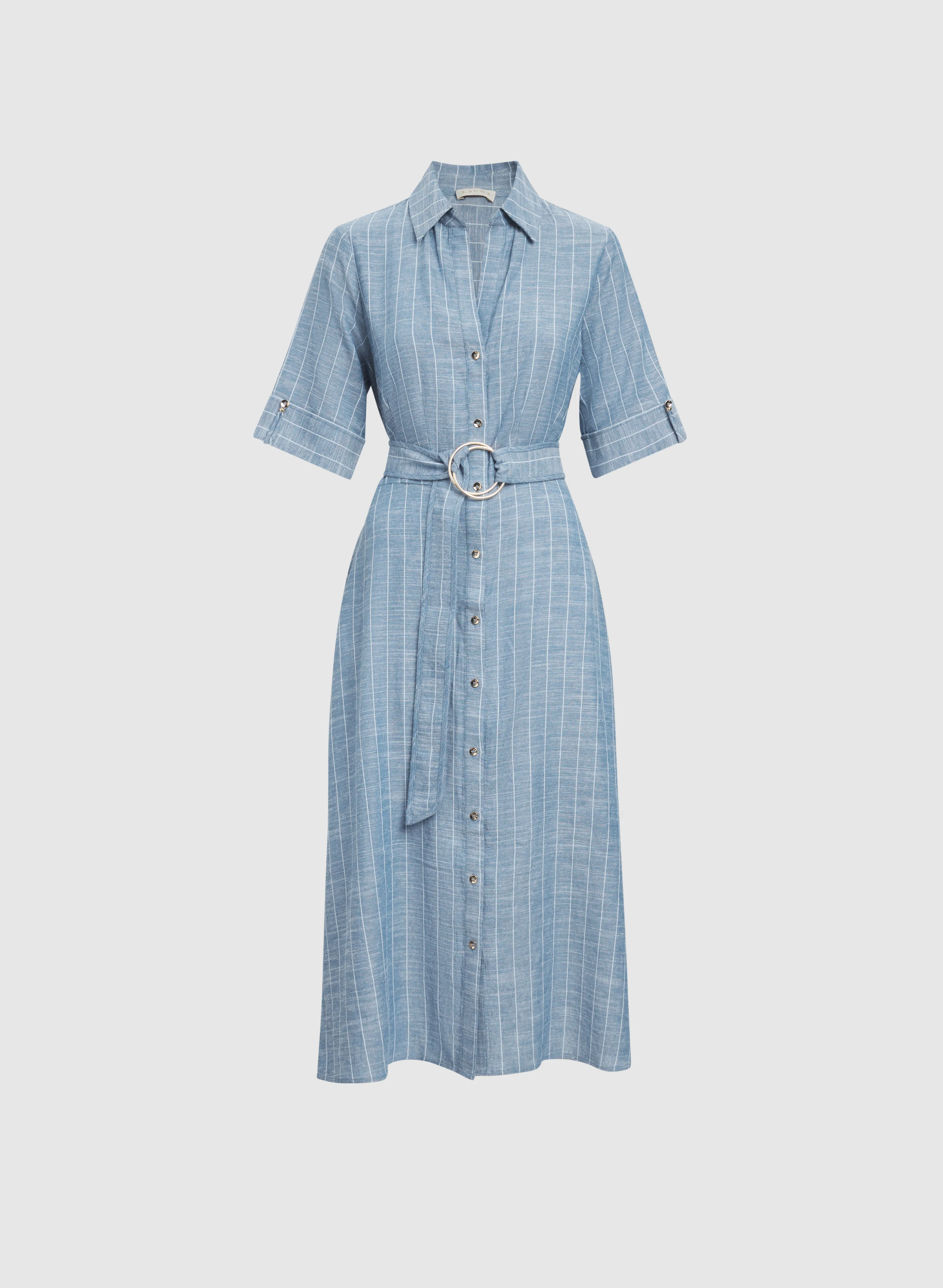 Striped Linen-Blend Shirt Dress - Image 7