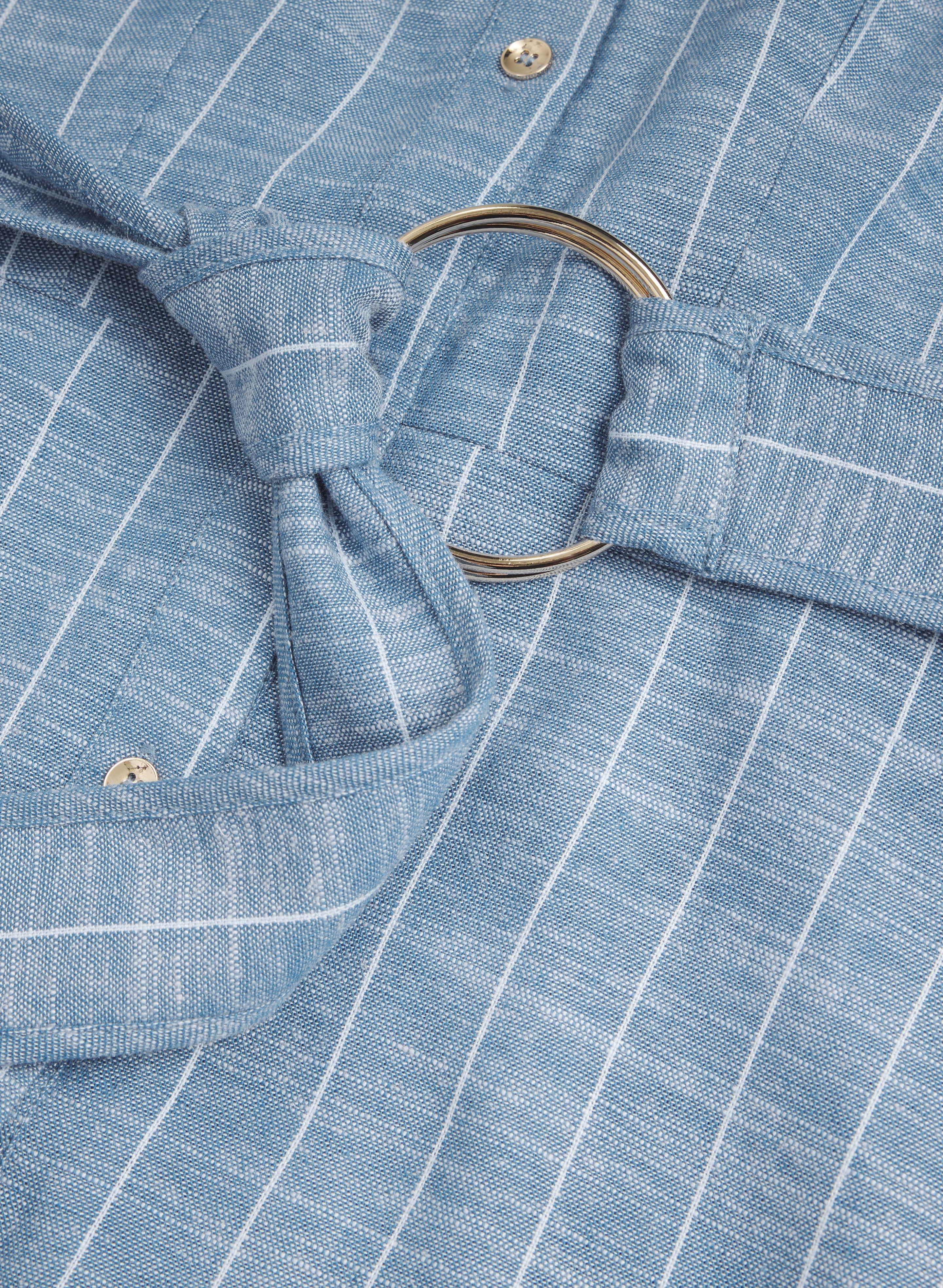 Striped Linen-Blend Shirt Dress - Image 8