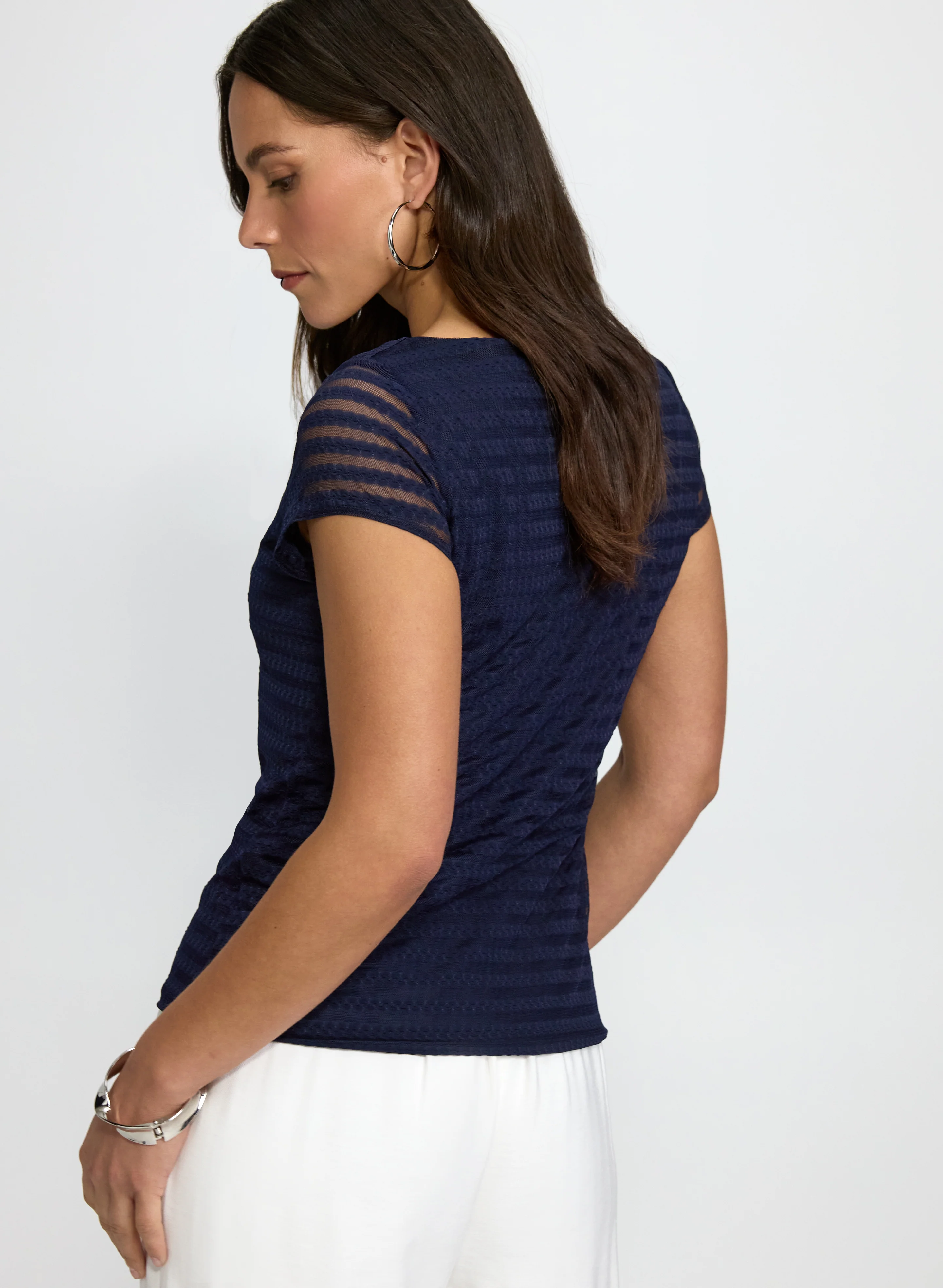 Striped Mesh Top - Image 4