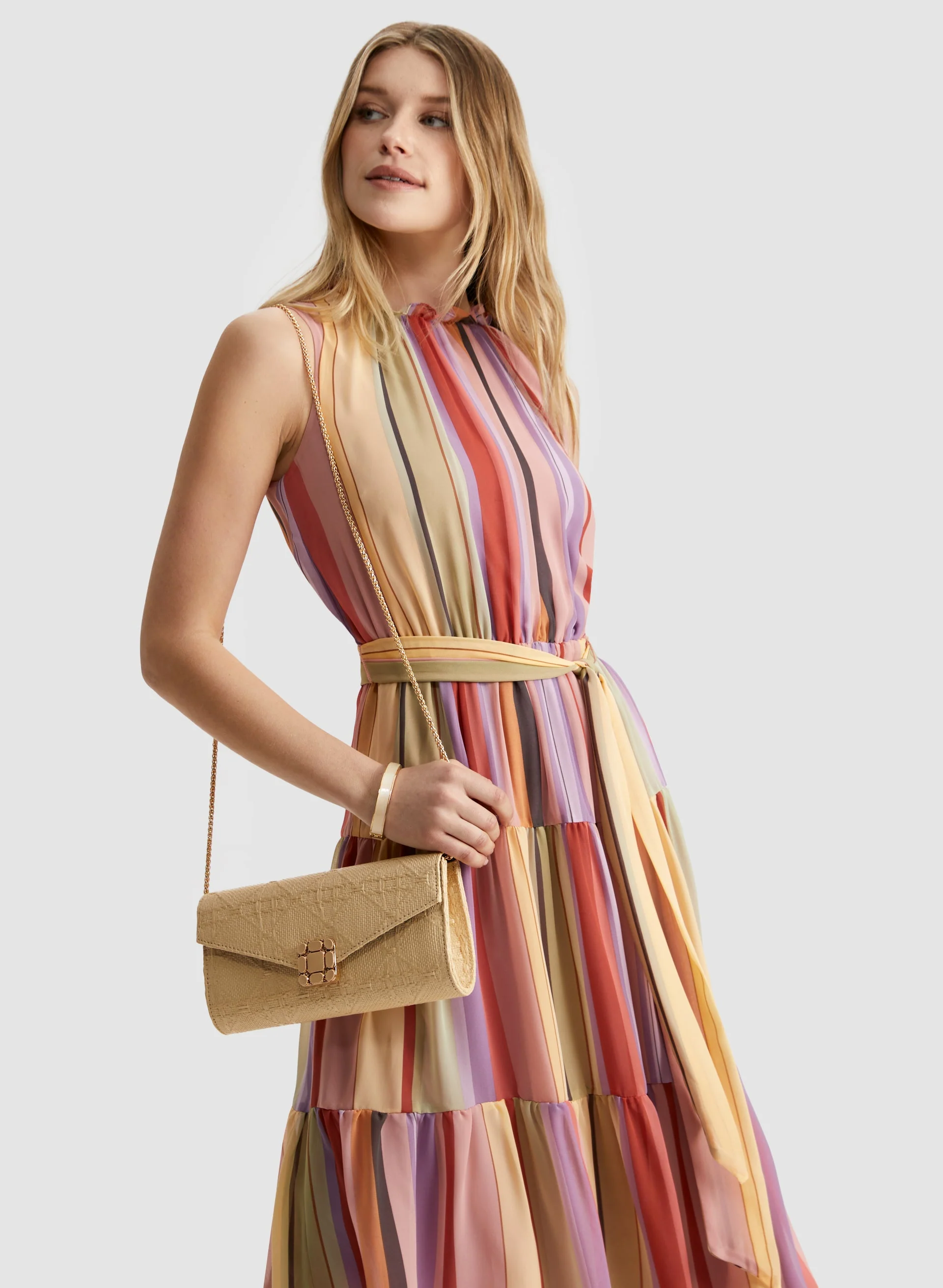 Striped Tiered Midi Dress - Image 5