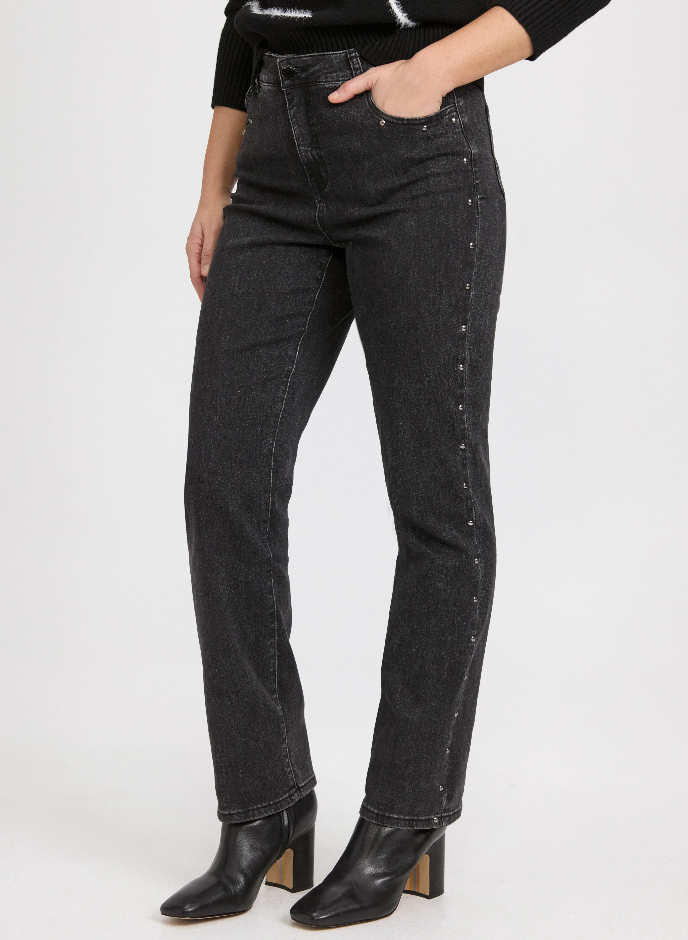 Studded Straight-Leg Jeans