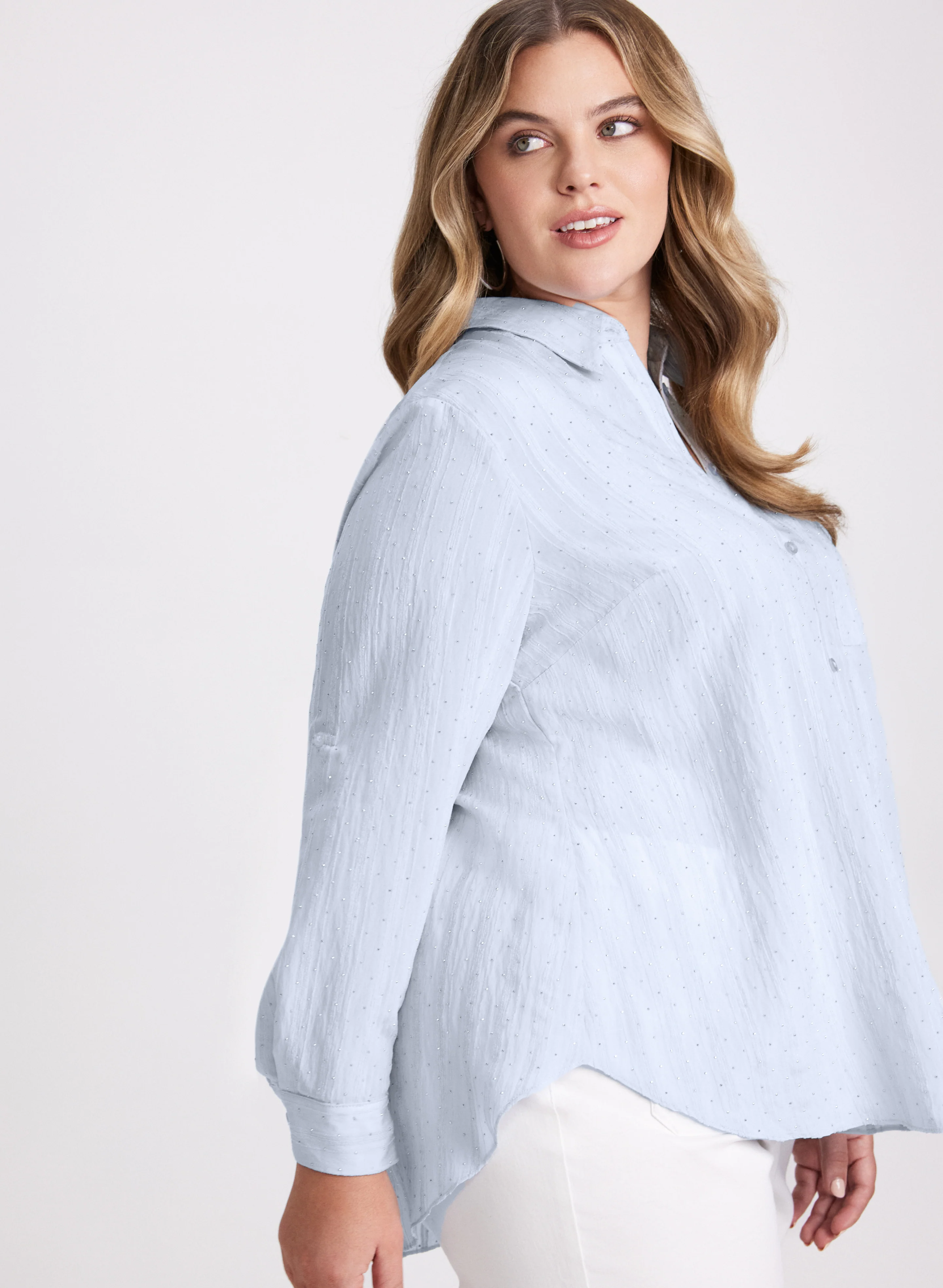 Studs Shadow Stripe Blouse - Image 2