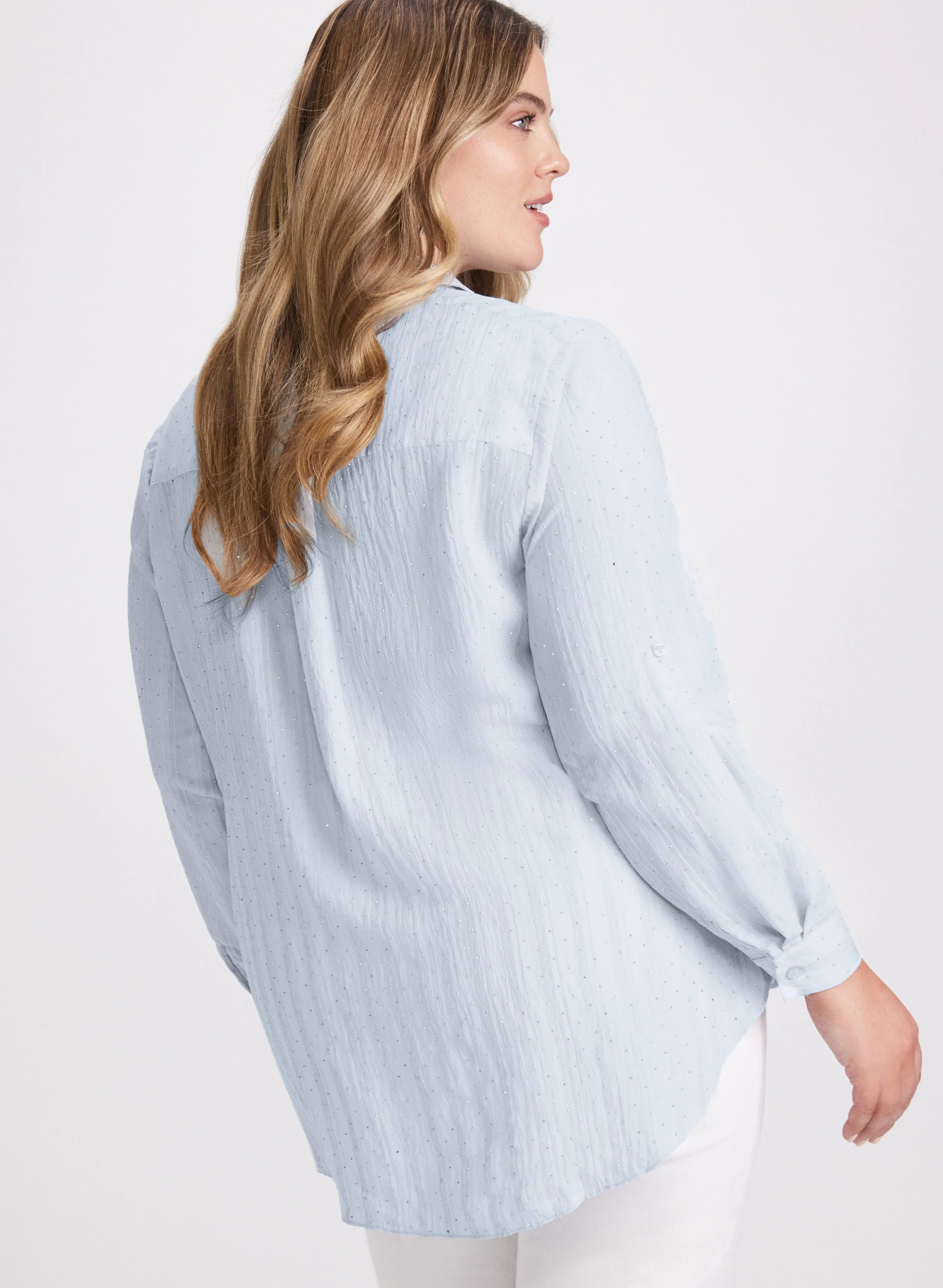 Studs Shadow Stripe Blouse - Image 4