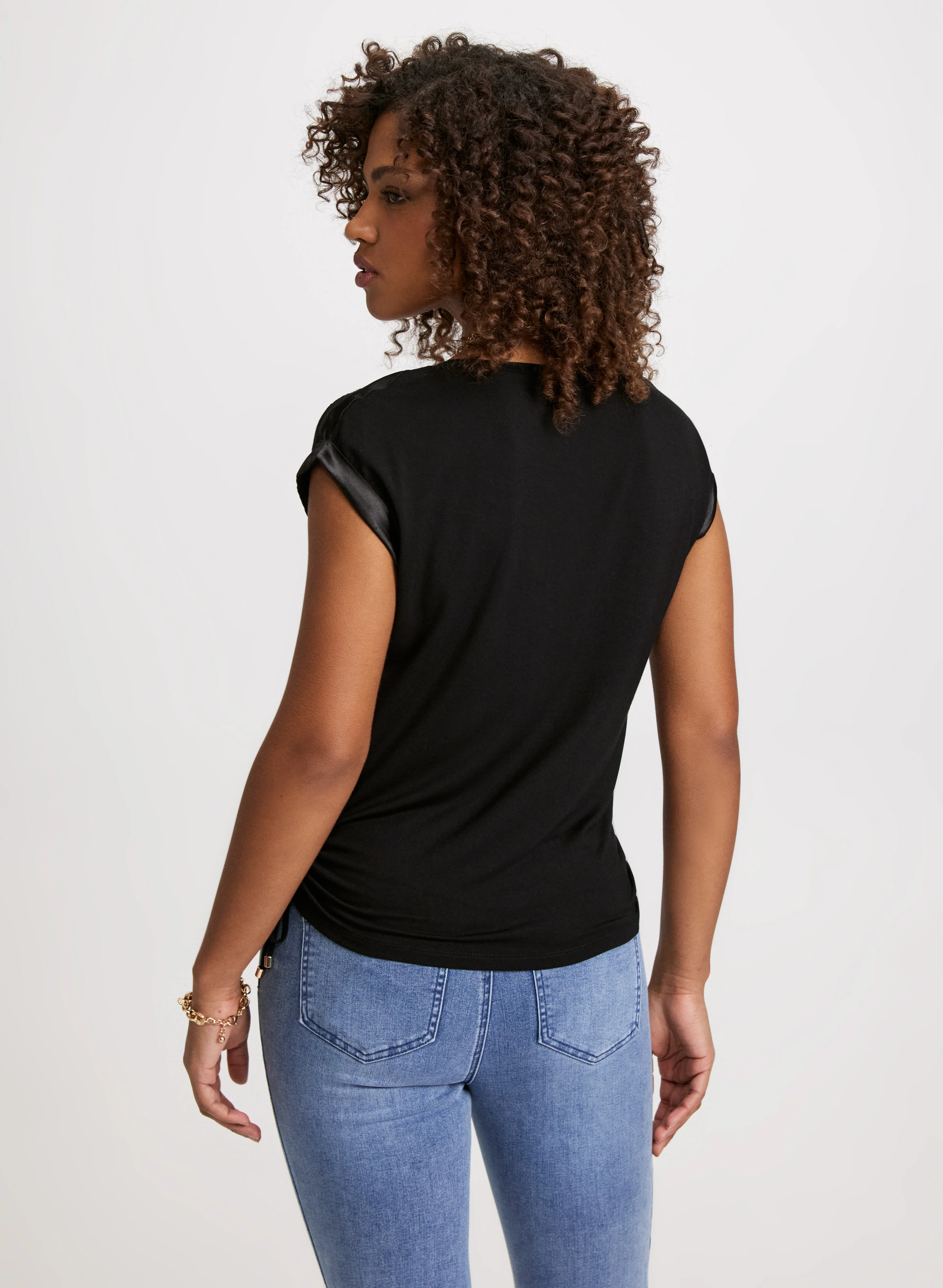 T-Shirt With Satin & Drawstring - Image 4