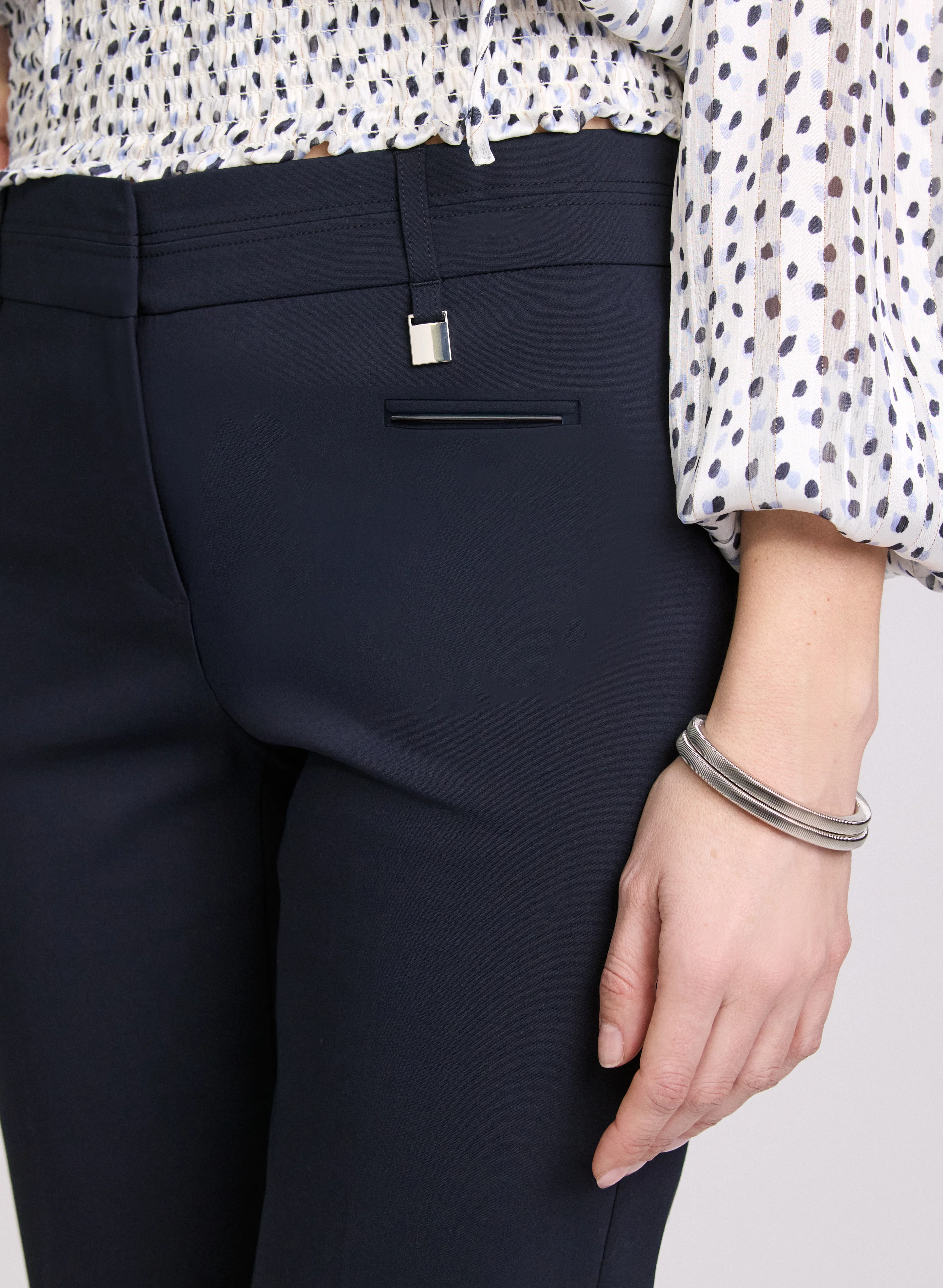 Tab Detail Slim-Leg Capris - Image 2