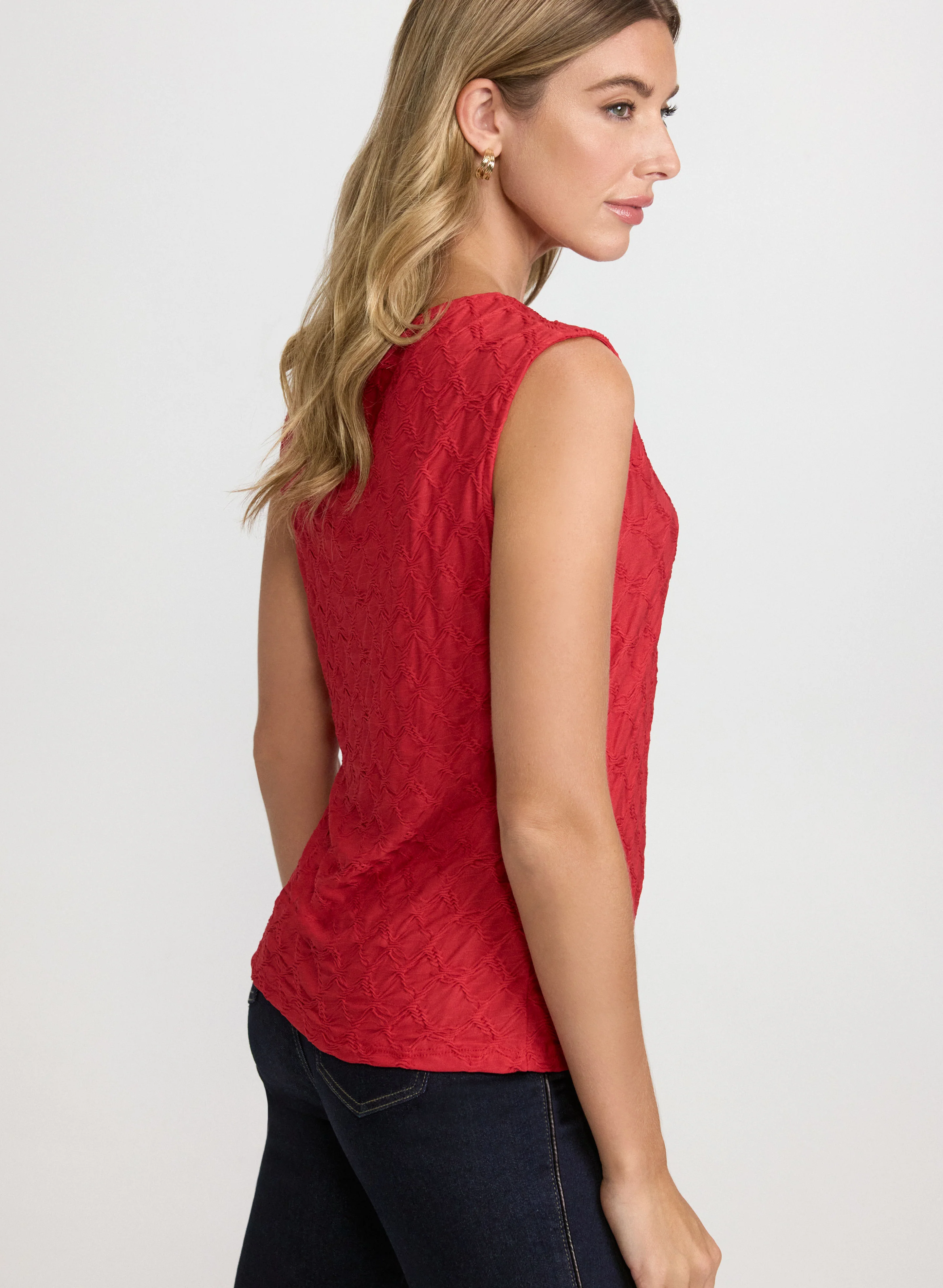 Textured Grid Motif Top - Image 4