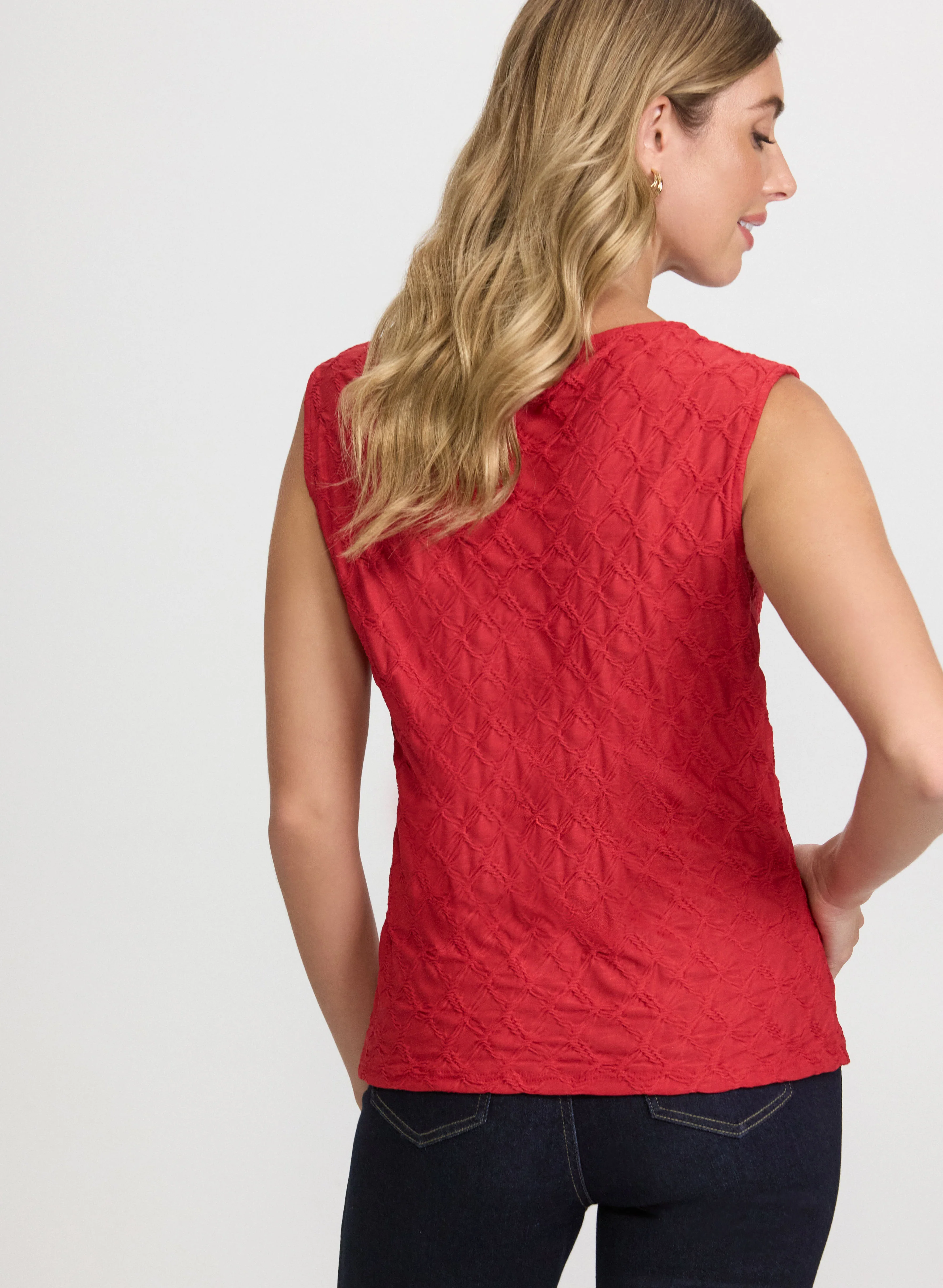 Textured Grid Motif Top - Image 5