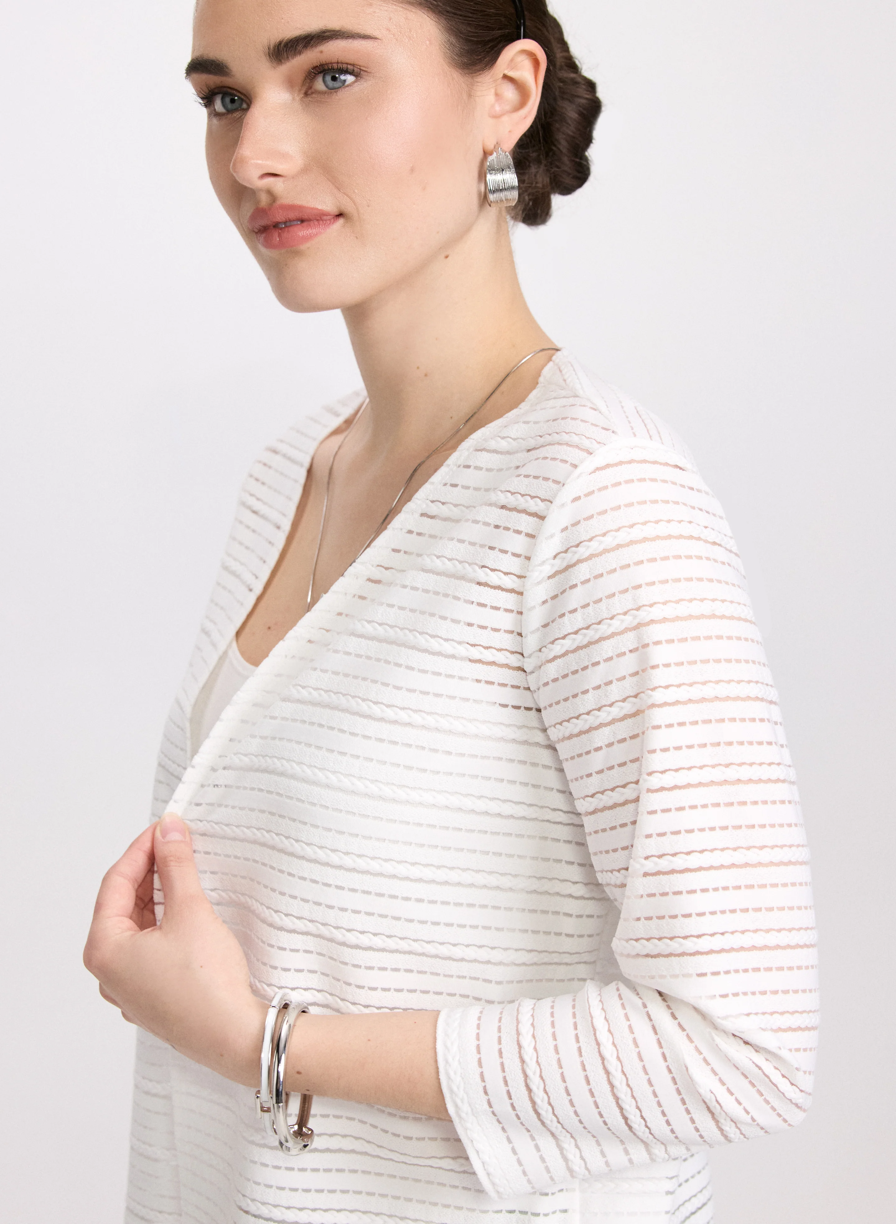 Textured Open Cardigan - Image 2