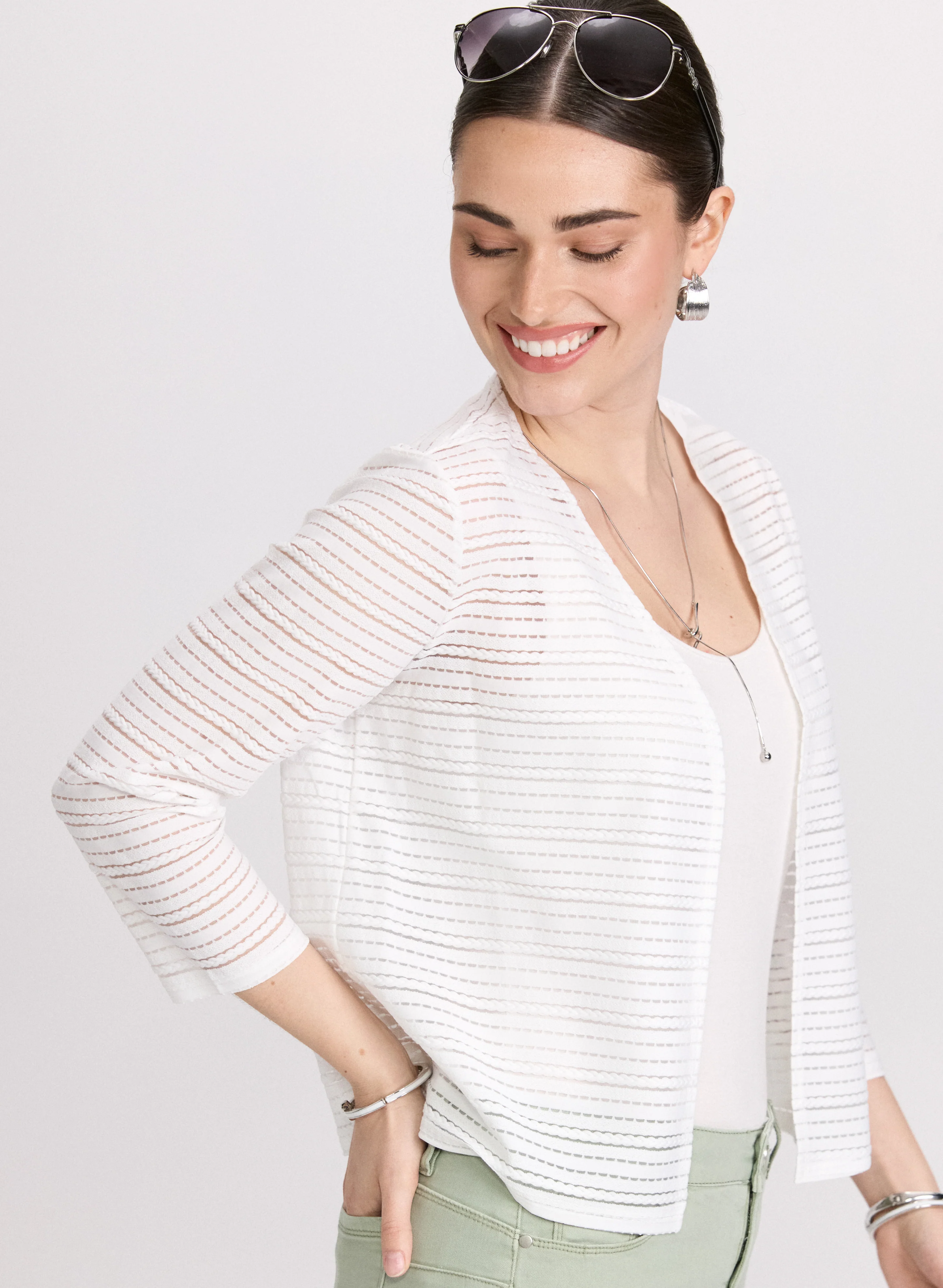 Textured Open Cardigan - Image 5