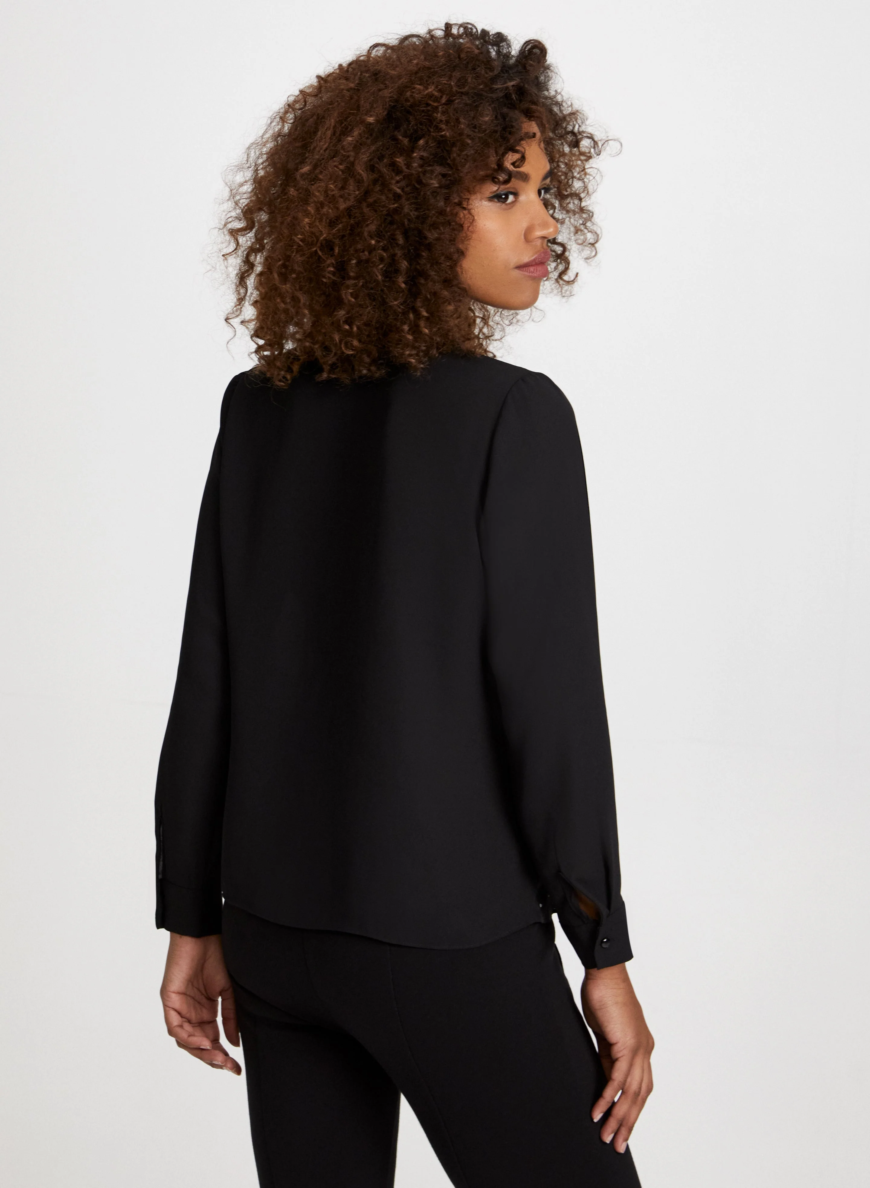 Tie Neck Rhinestone Detail Blouse - Image 4