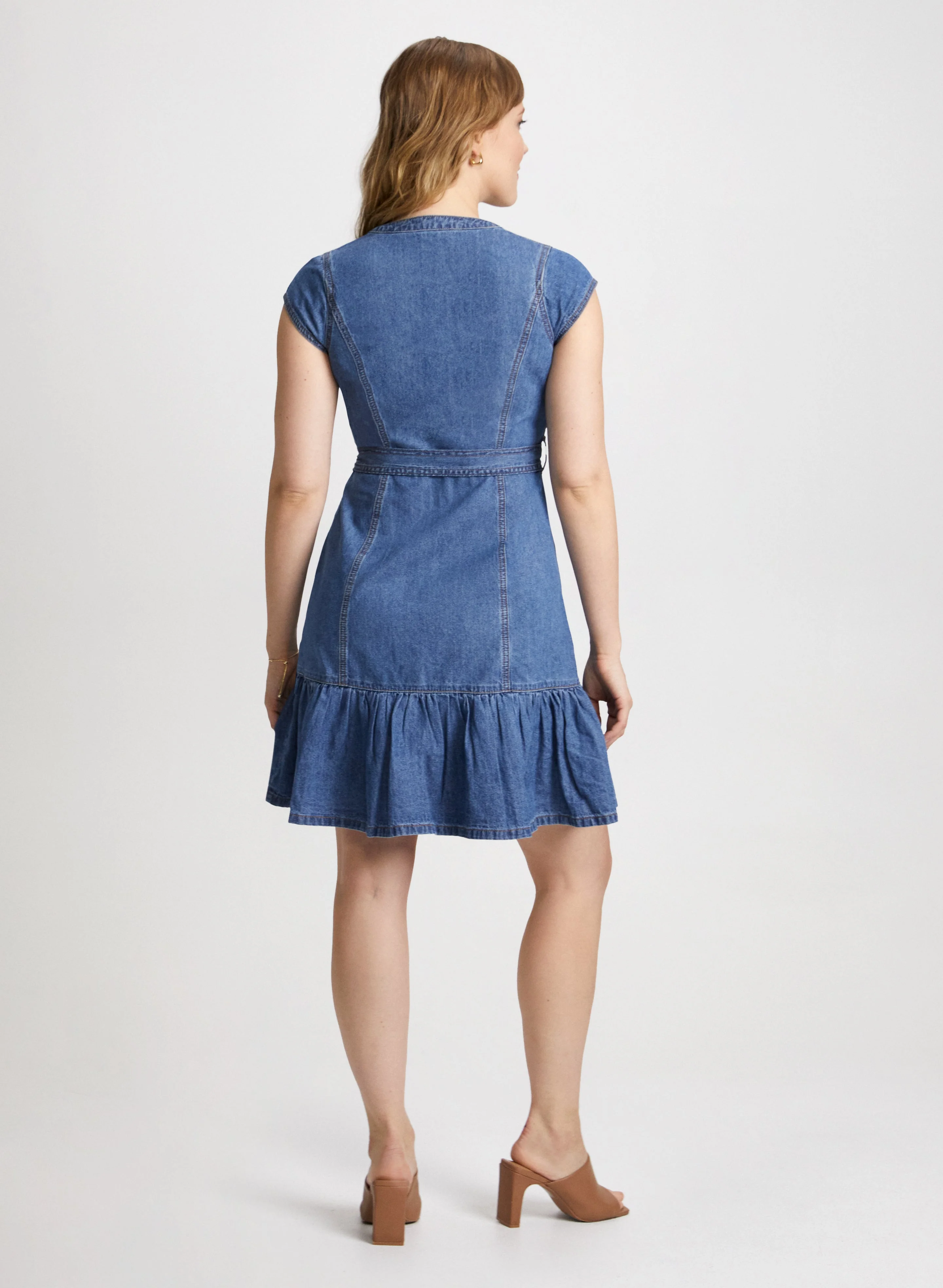 Tiered Denim Shirt Dress - Image 2