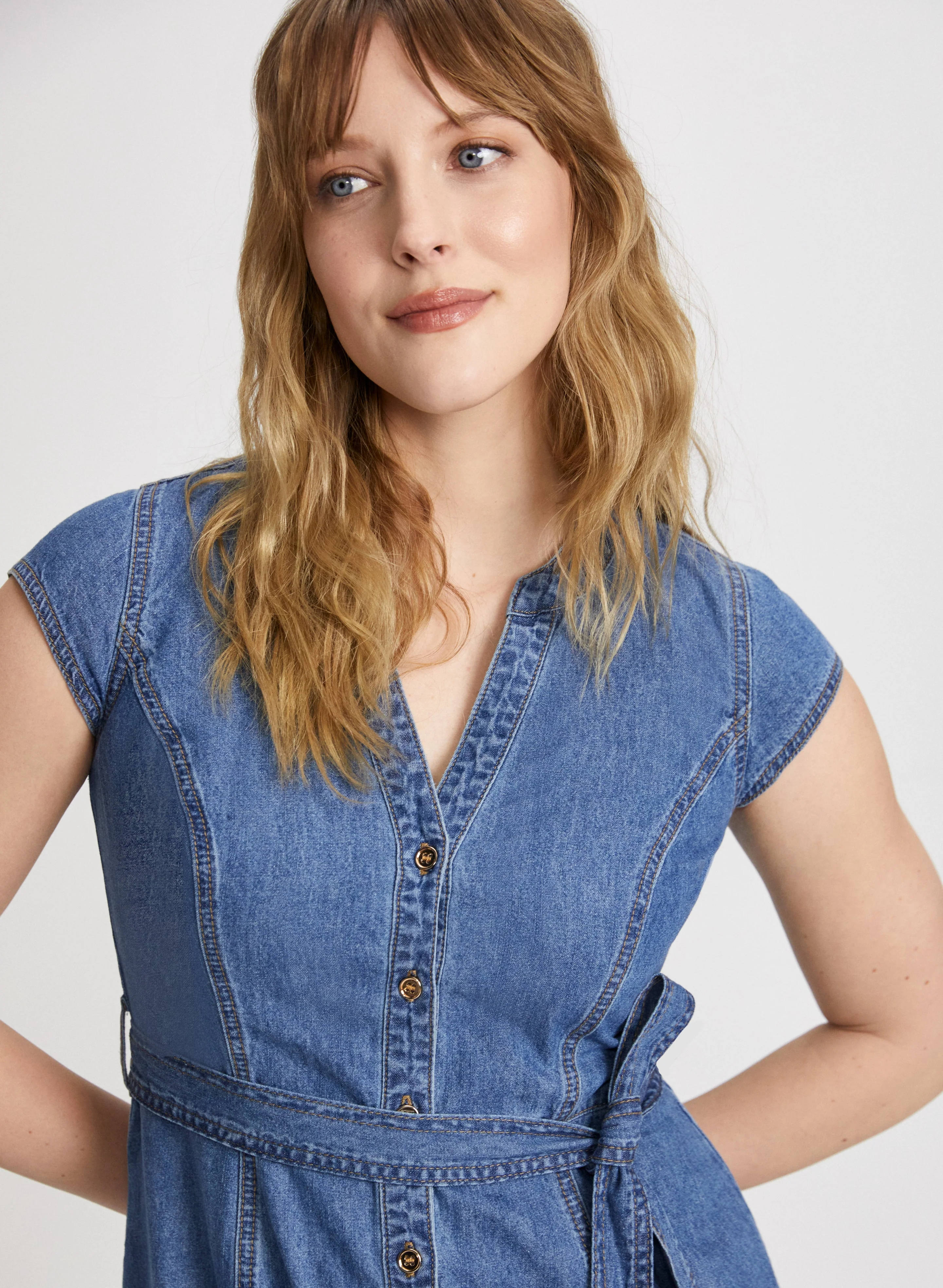 Tiered Denim Shirt Dress - Image 5