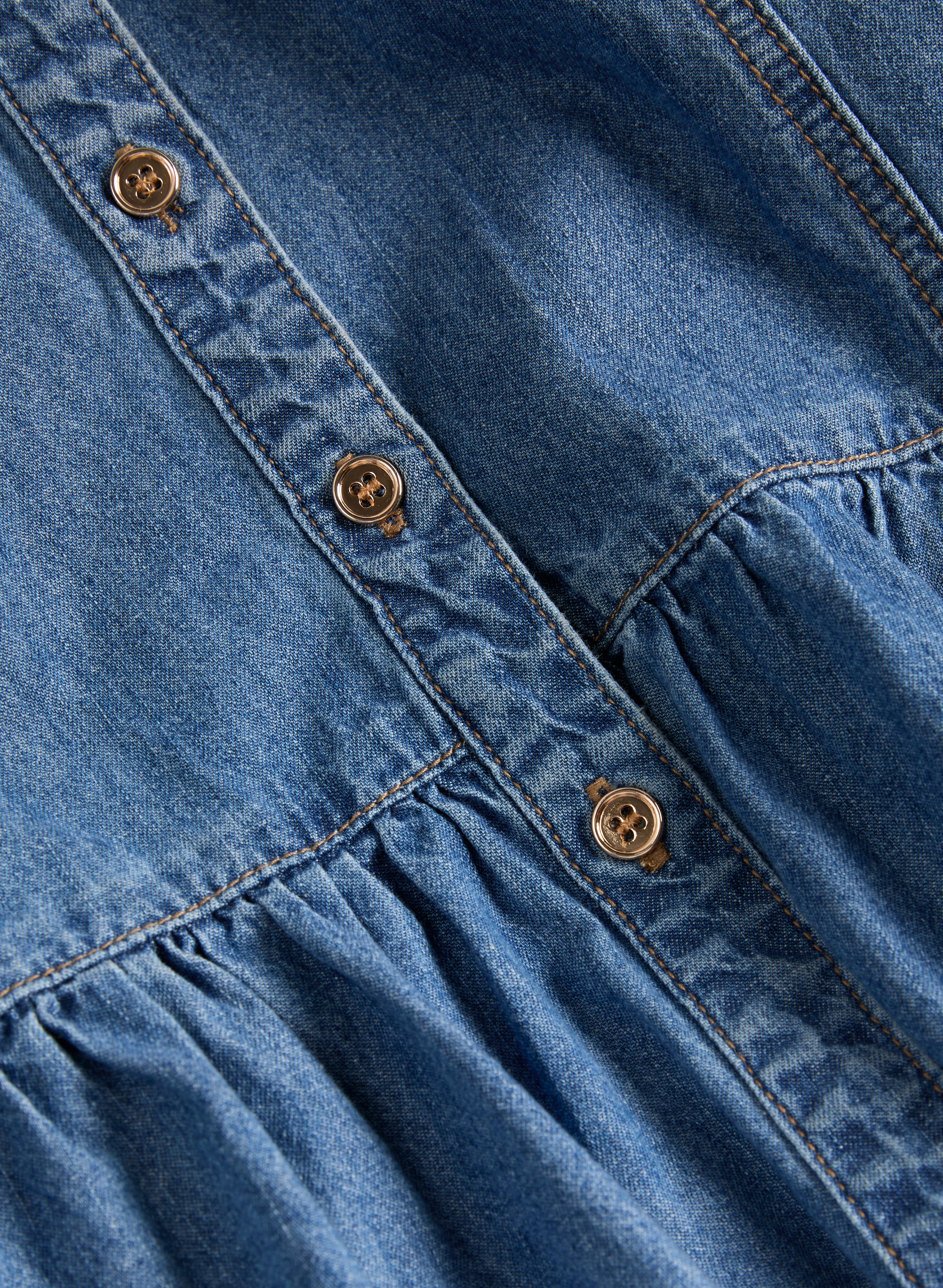 Tiered Denim Shirt Dress - Image 7