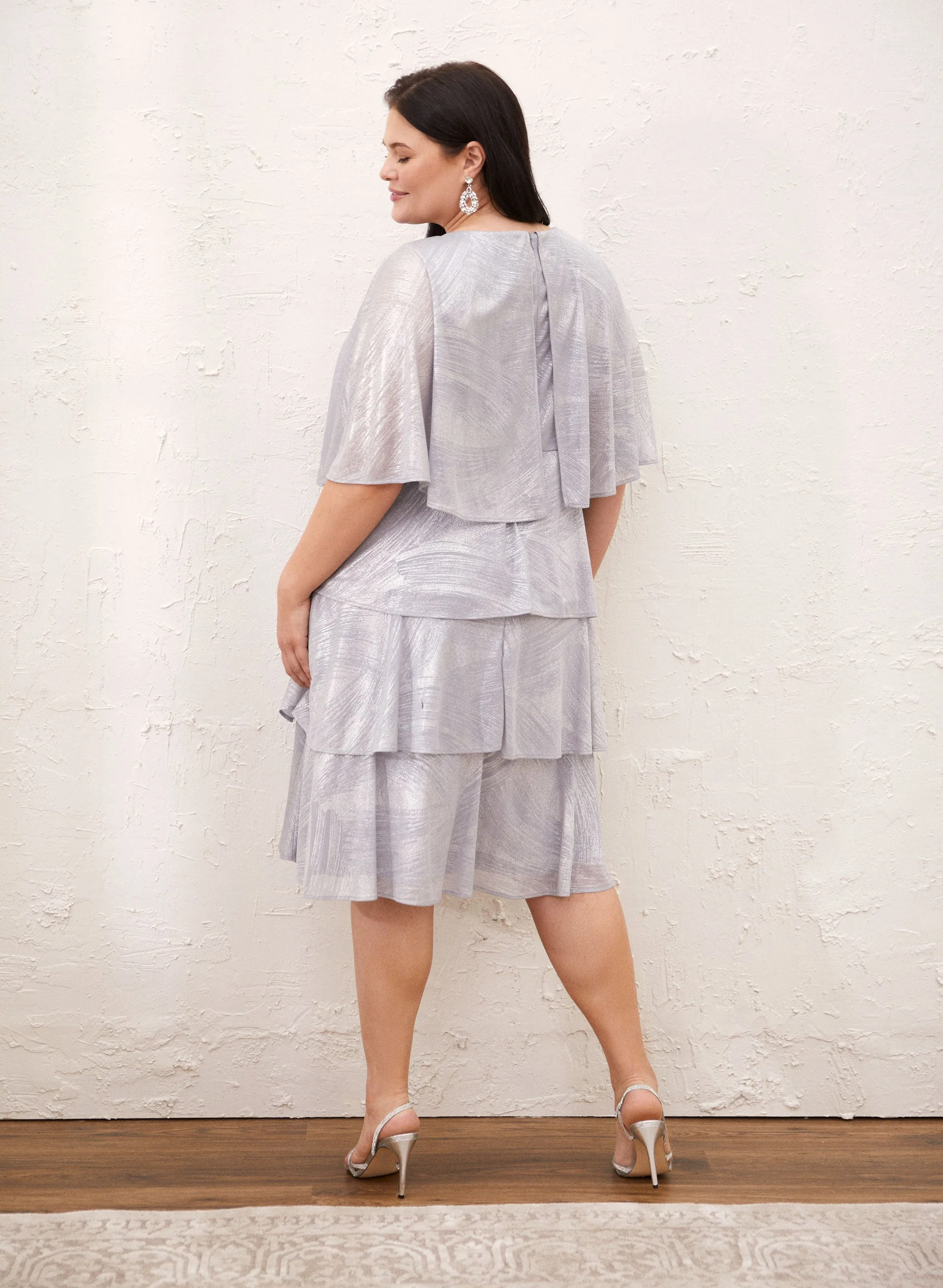 Tiered Metallic Capelet Dress - Image 2