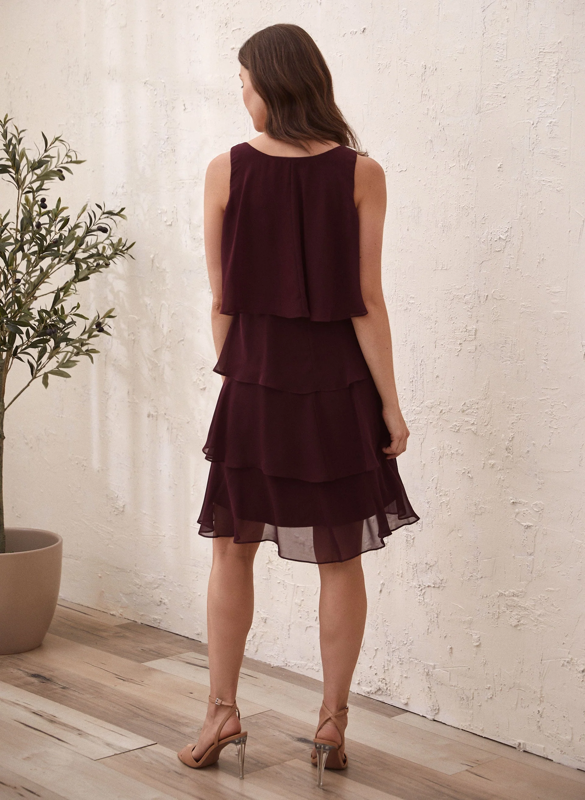 Tiered Ruffle Chiffon Dress - Image 3
