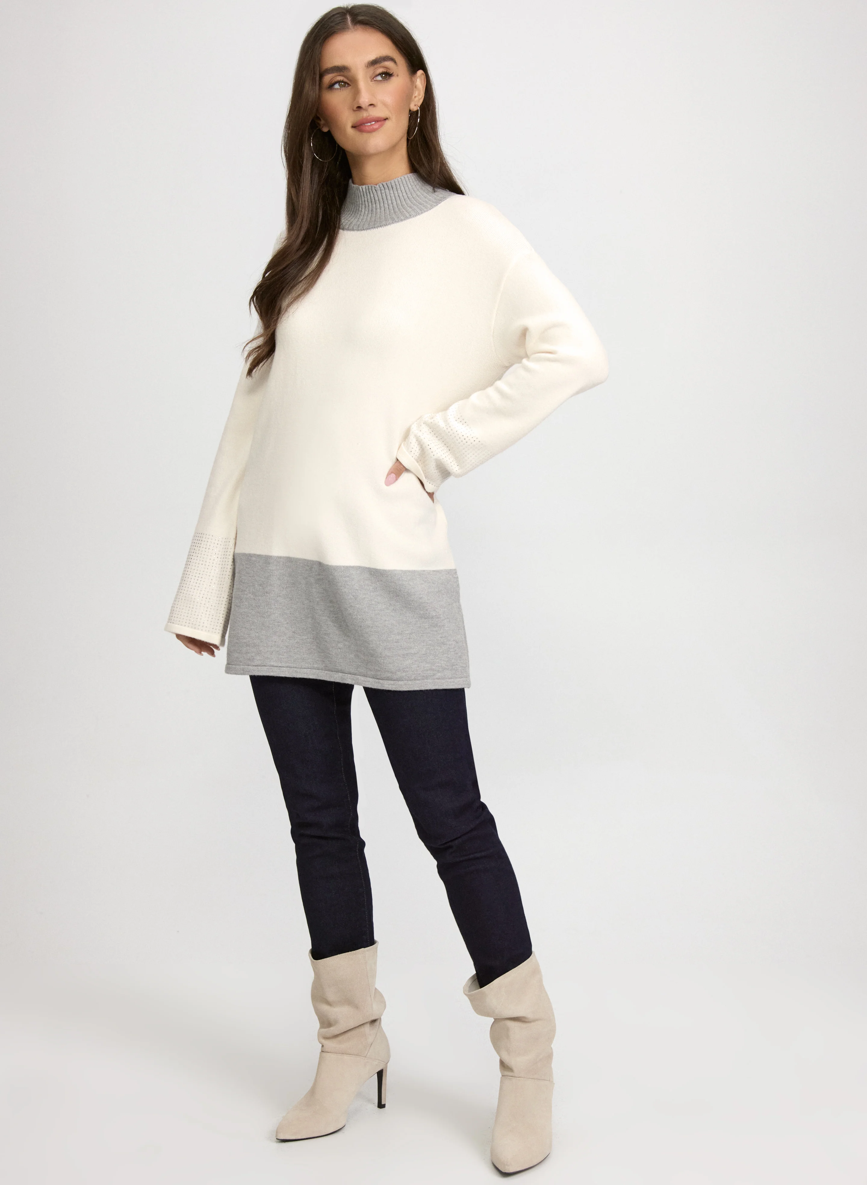 Tonal Embellished Colour Block Sweater - Image 3