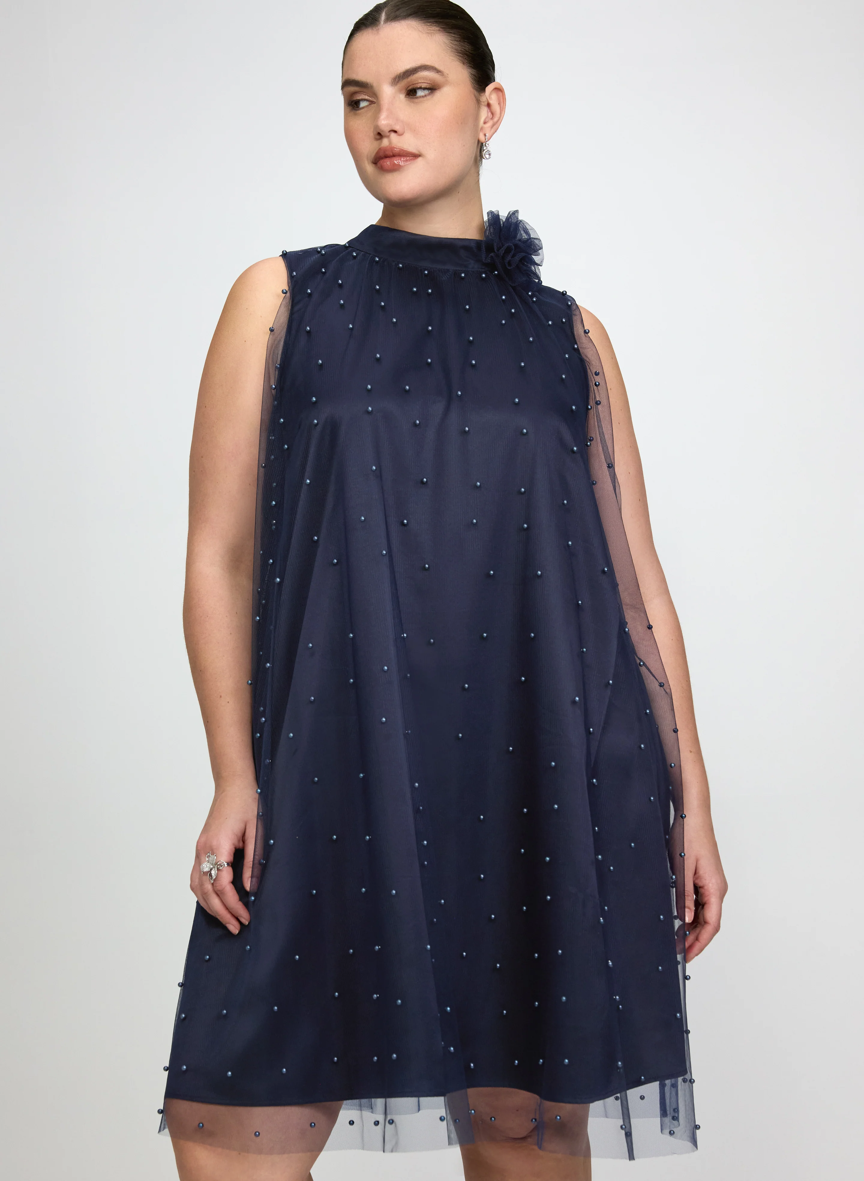 Tonal Pearl Embellished Dress - Image 3