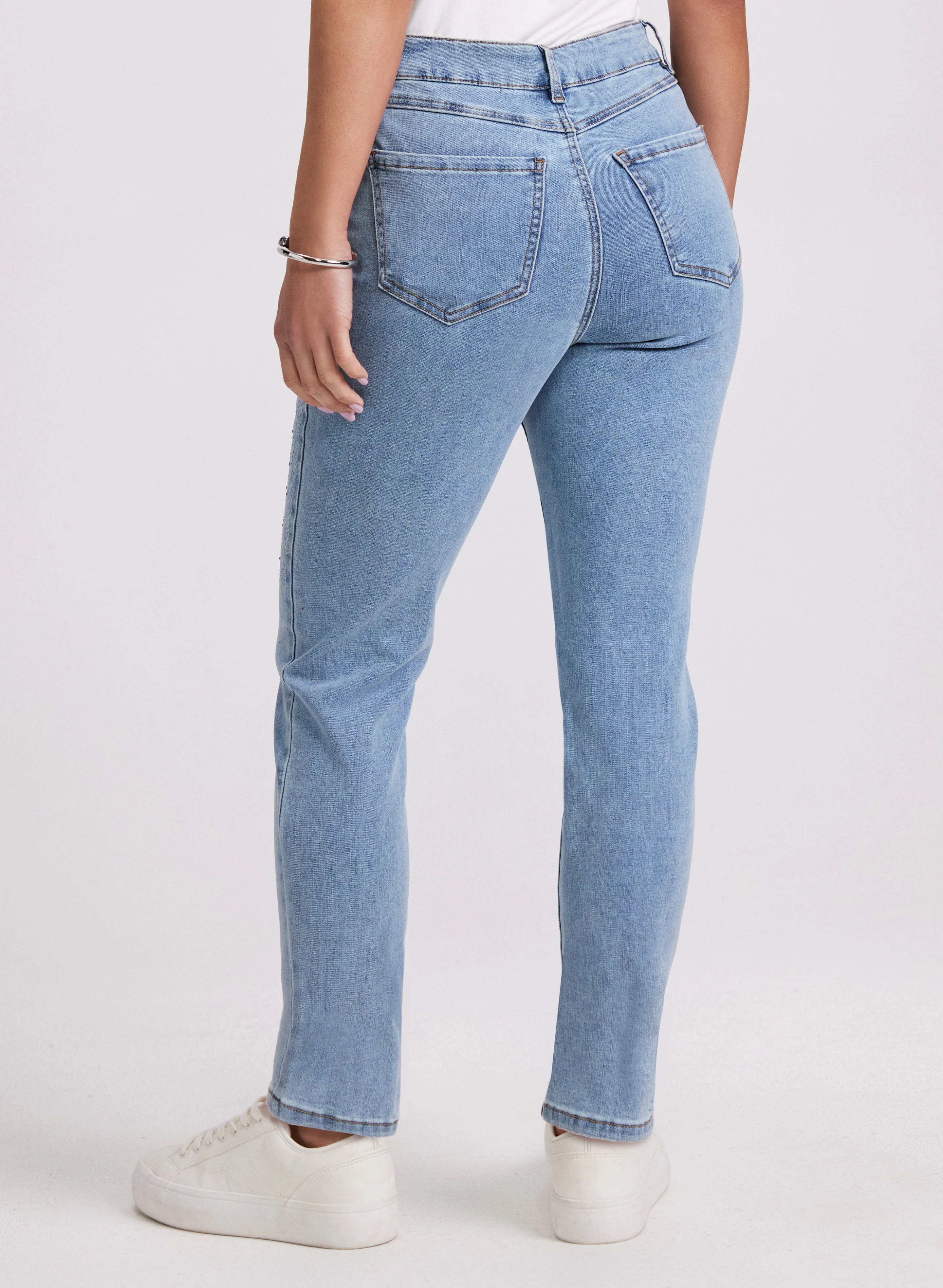 Tonal Stone Embellished Straight-Leg Jeans - Image 5
