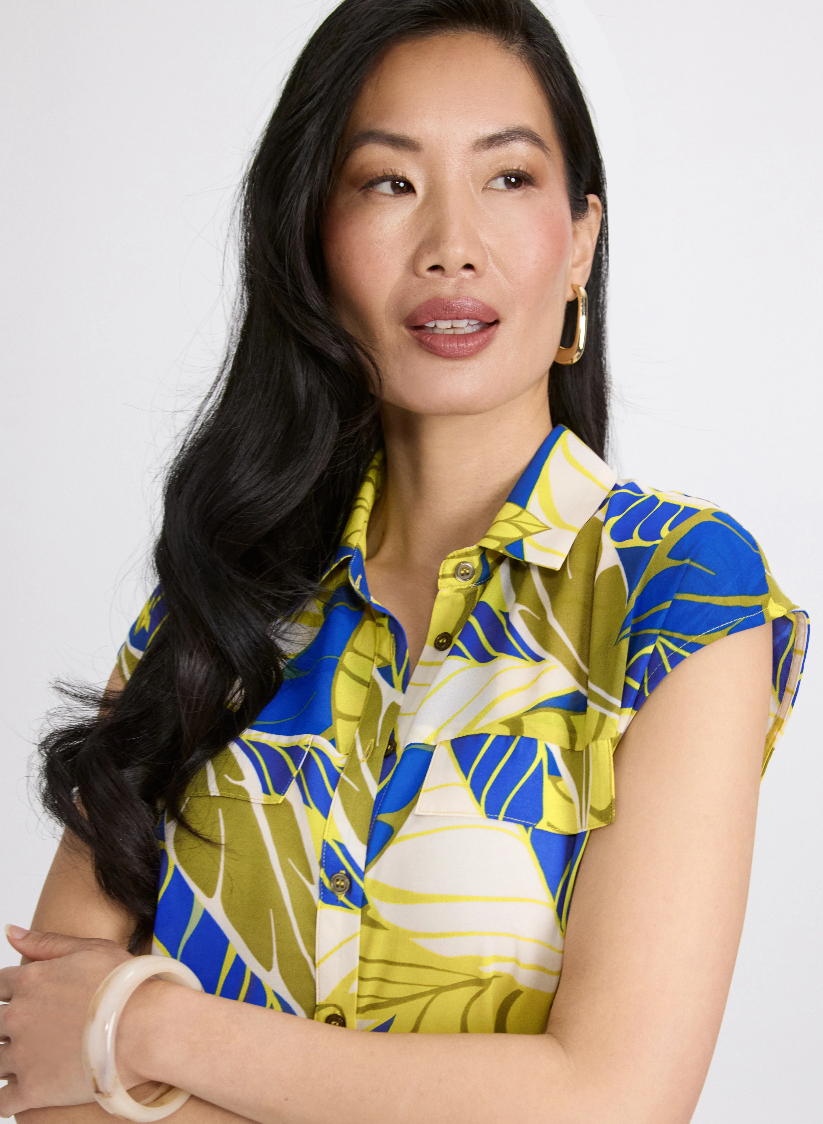 Palm Print Tunic Blouse - Image 3