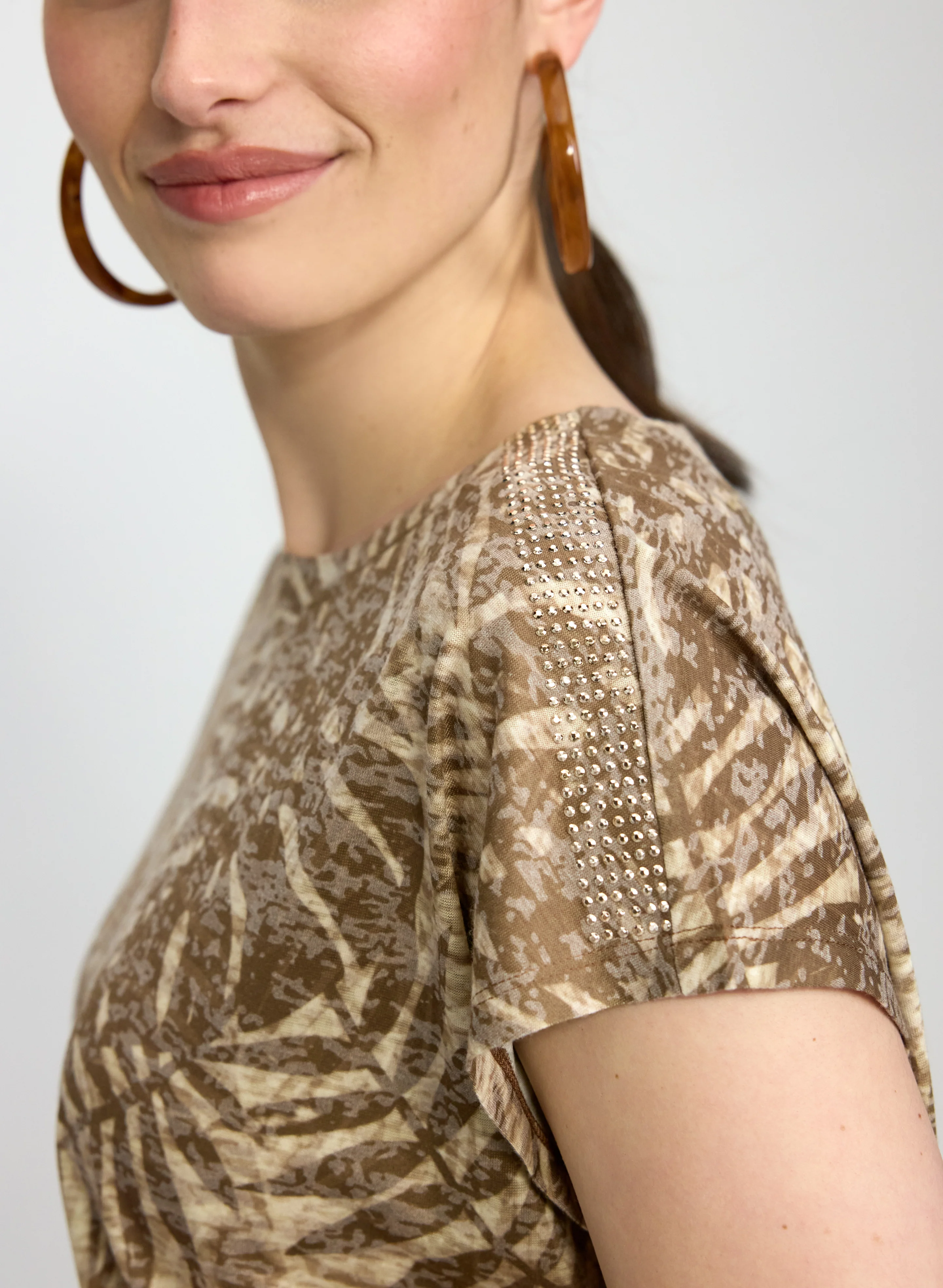 Tropical Leaf Print T-Shirt - Image 5