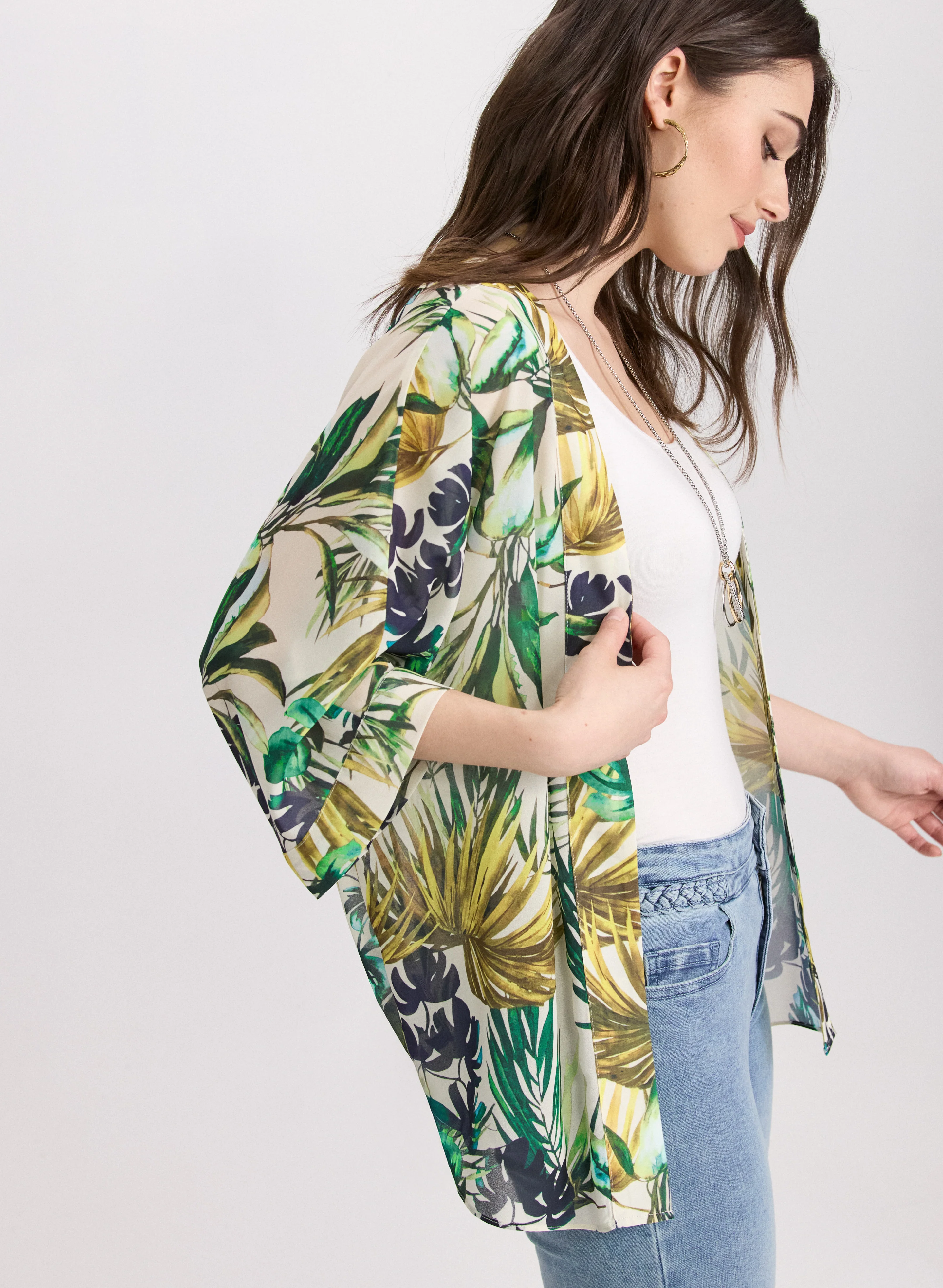 Tropical Open-Front Blouse - Image 2