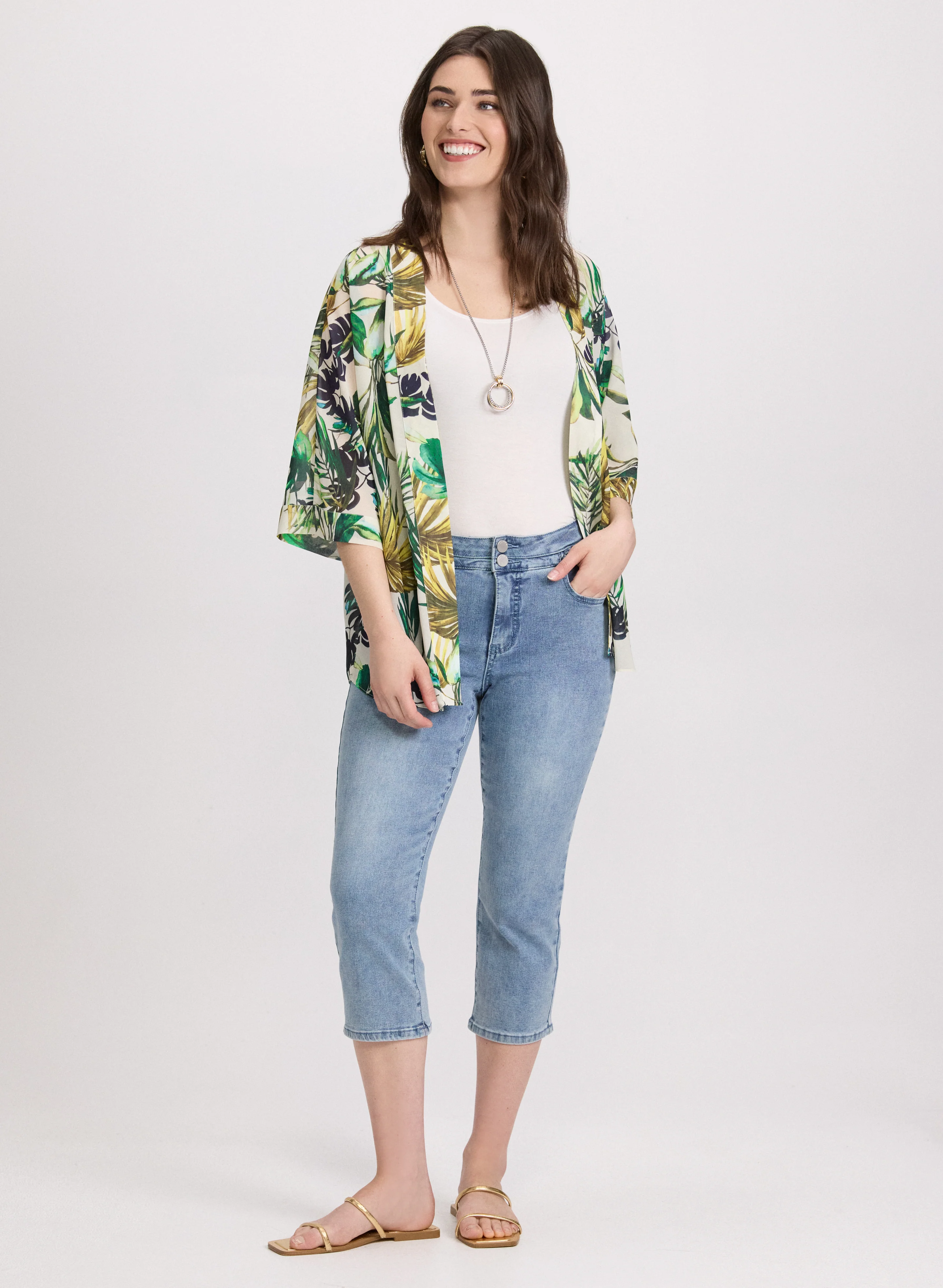 Tropical Open-Front Blouse - Image 3