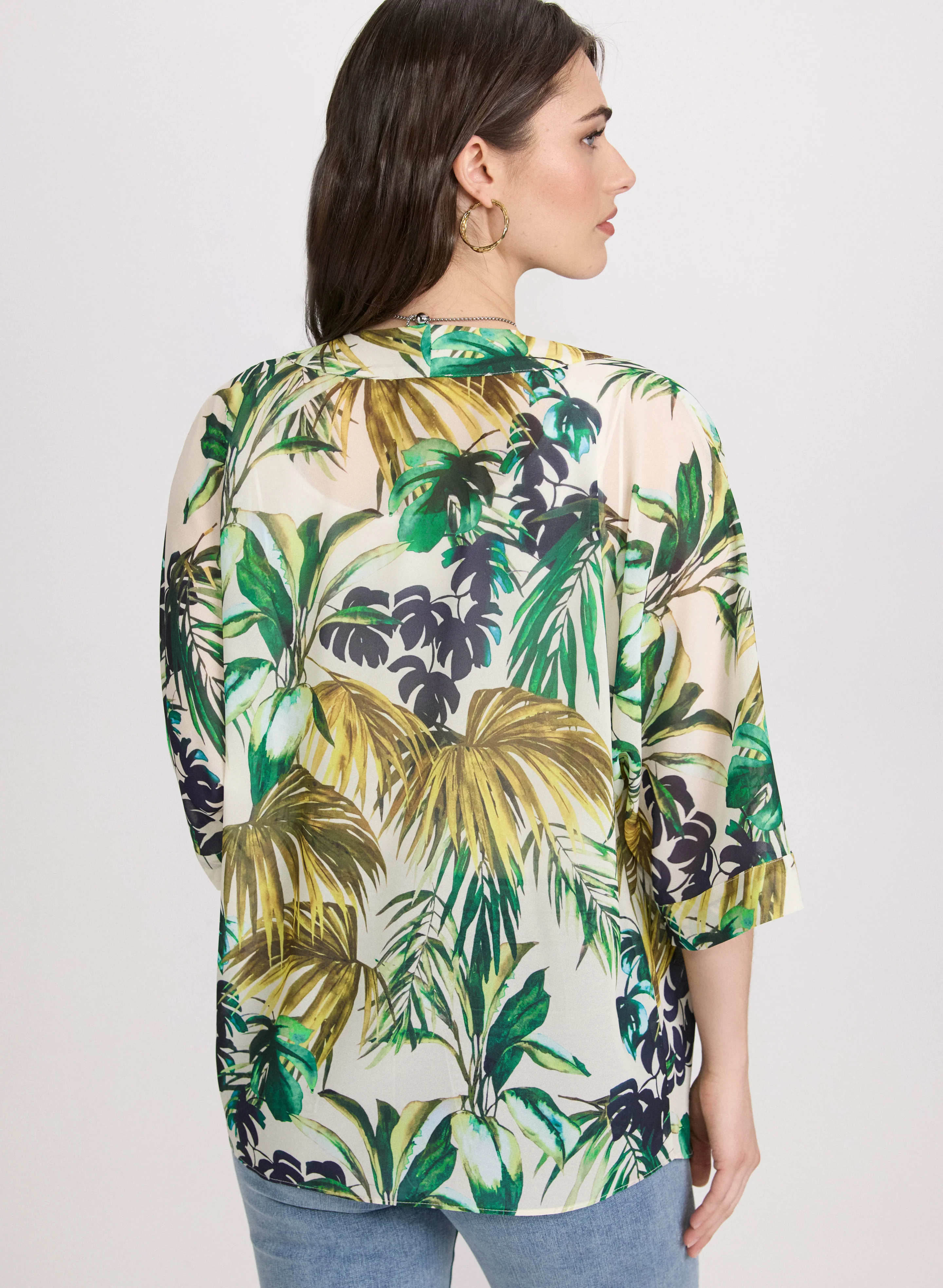 Tropical Open-Front Blouse - Image 4