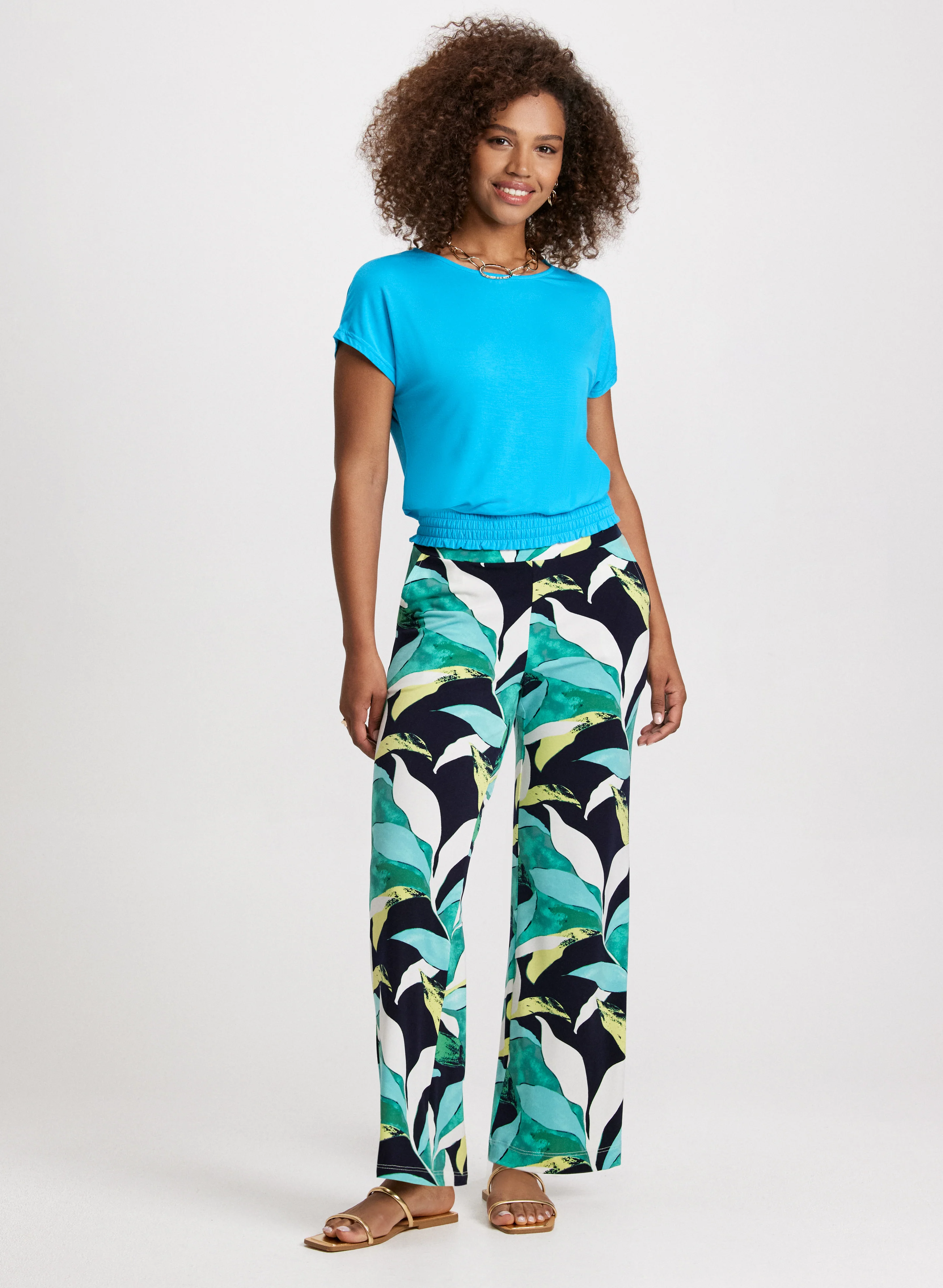 Tropical Print Pull-On Pants - Image 8