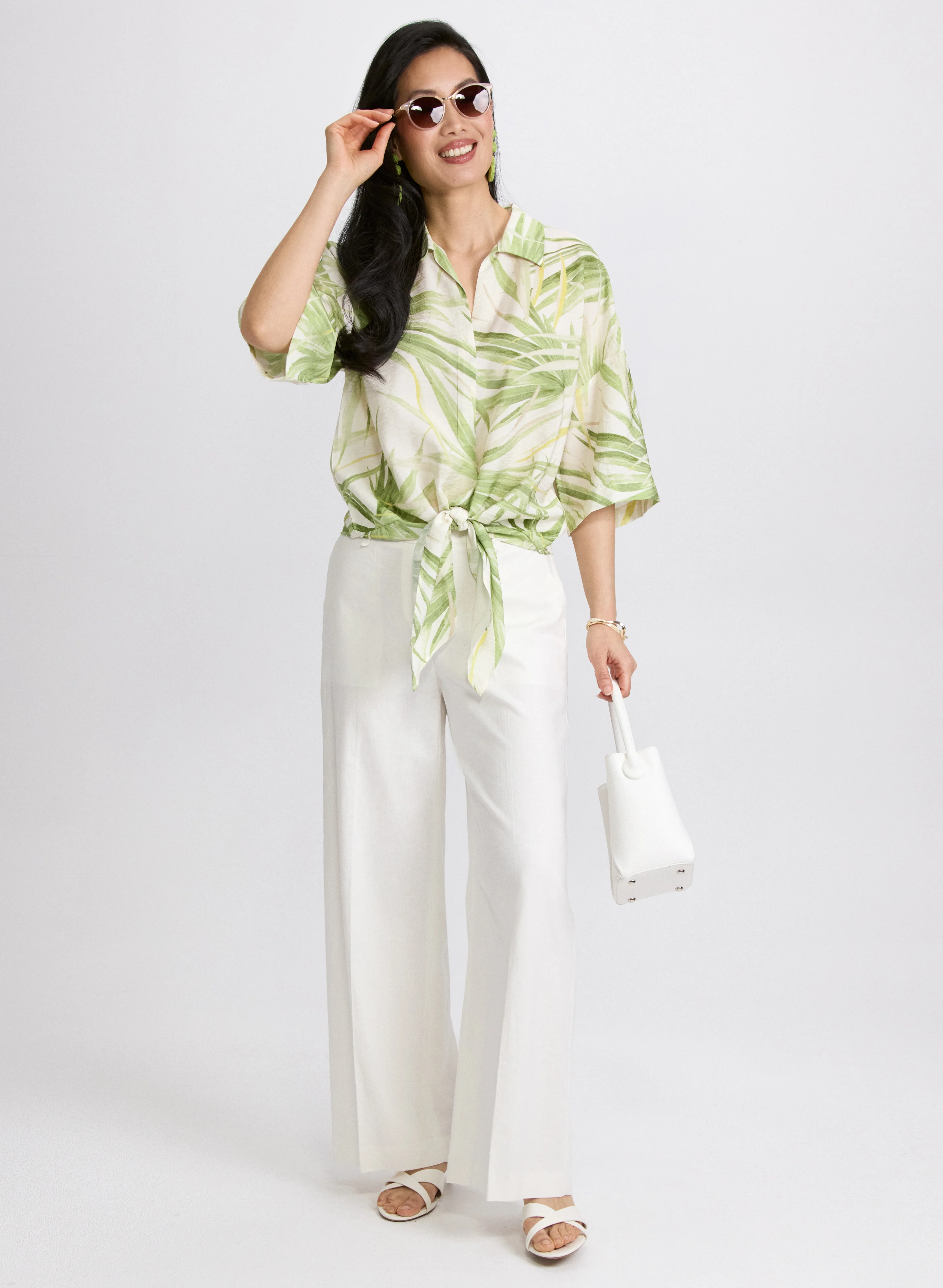 Tropical Tied-Hem Blouse - Image 2
