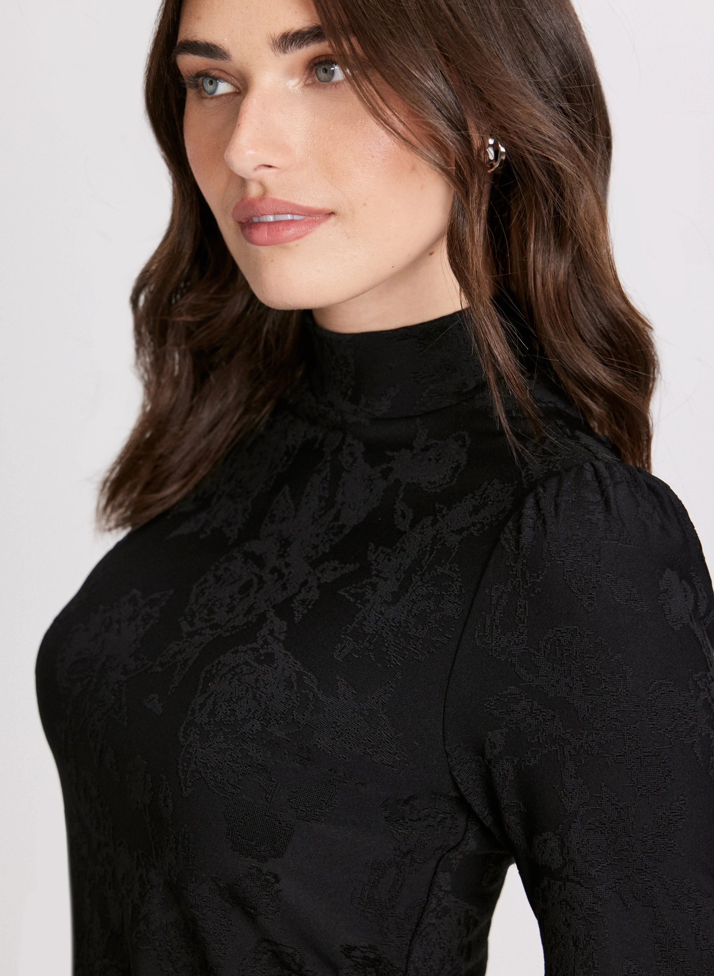 Turtleneck Elbow Sleeve Top - Image 2
