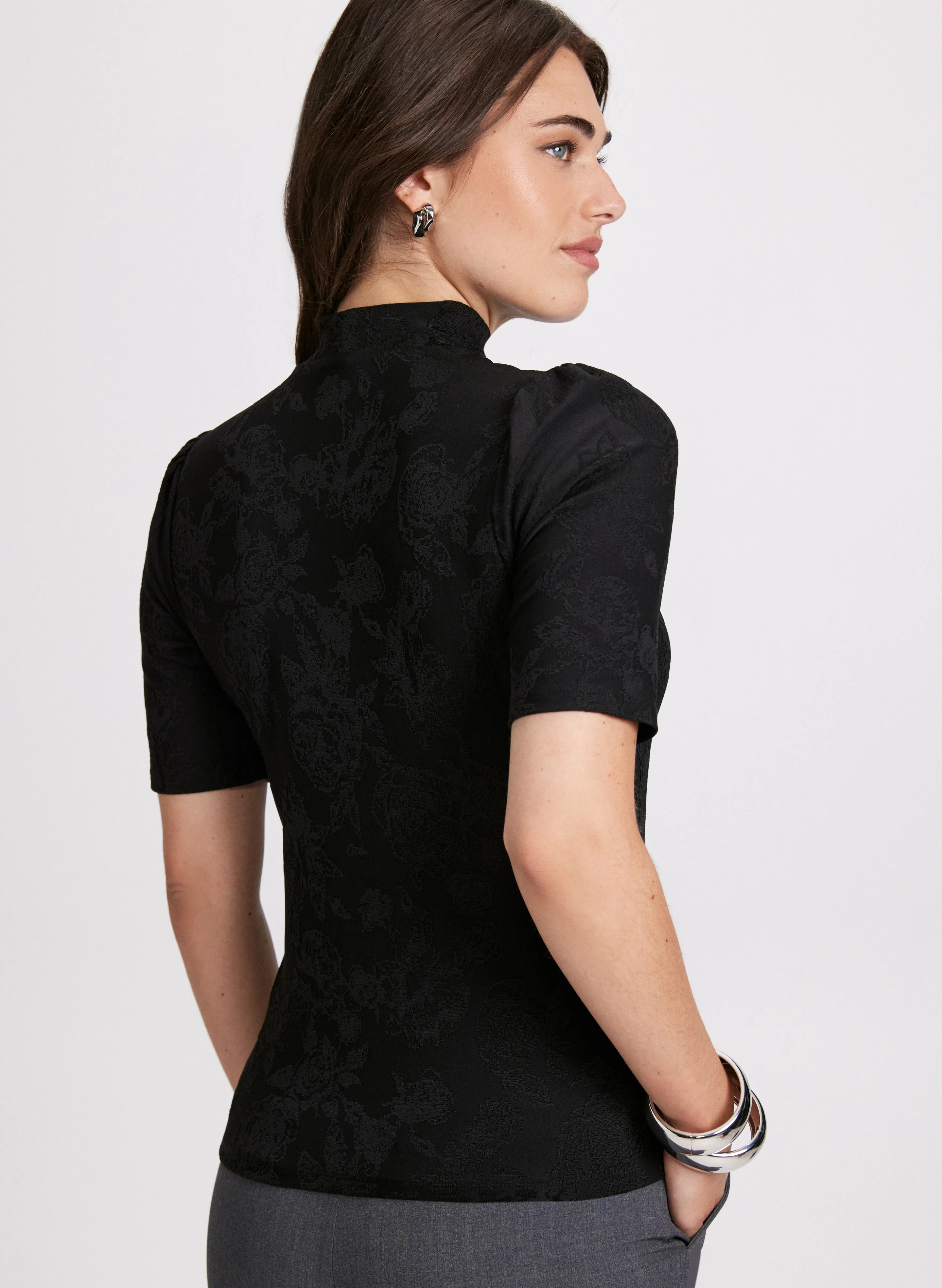 Turtleneck Elbow Sleeve Top - Image 4