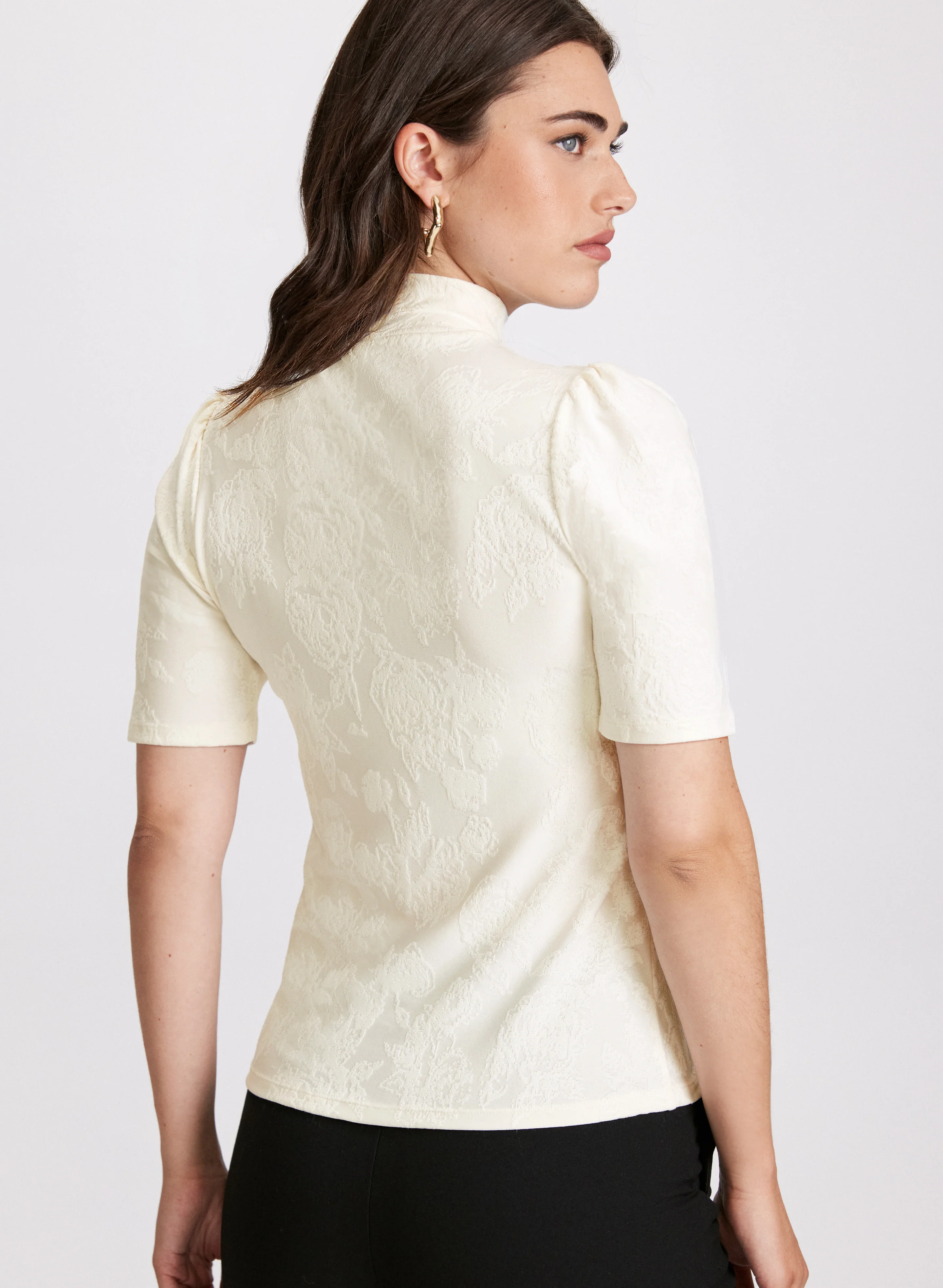 Turtleneck Elbow Sleeve Top - Image 4