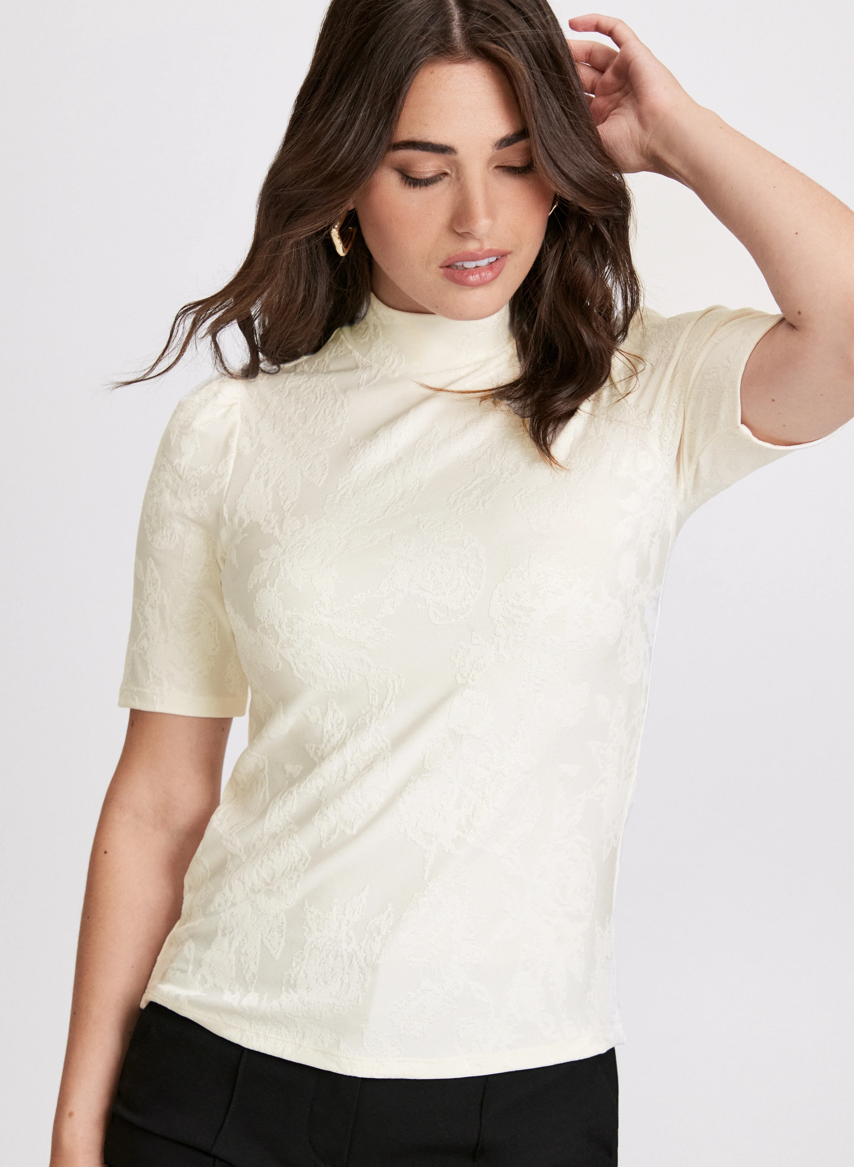 Turtleneck Elbow Sleeve Top - Image 5