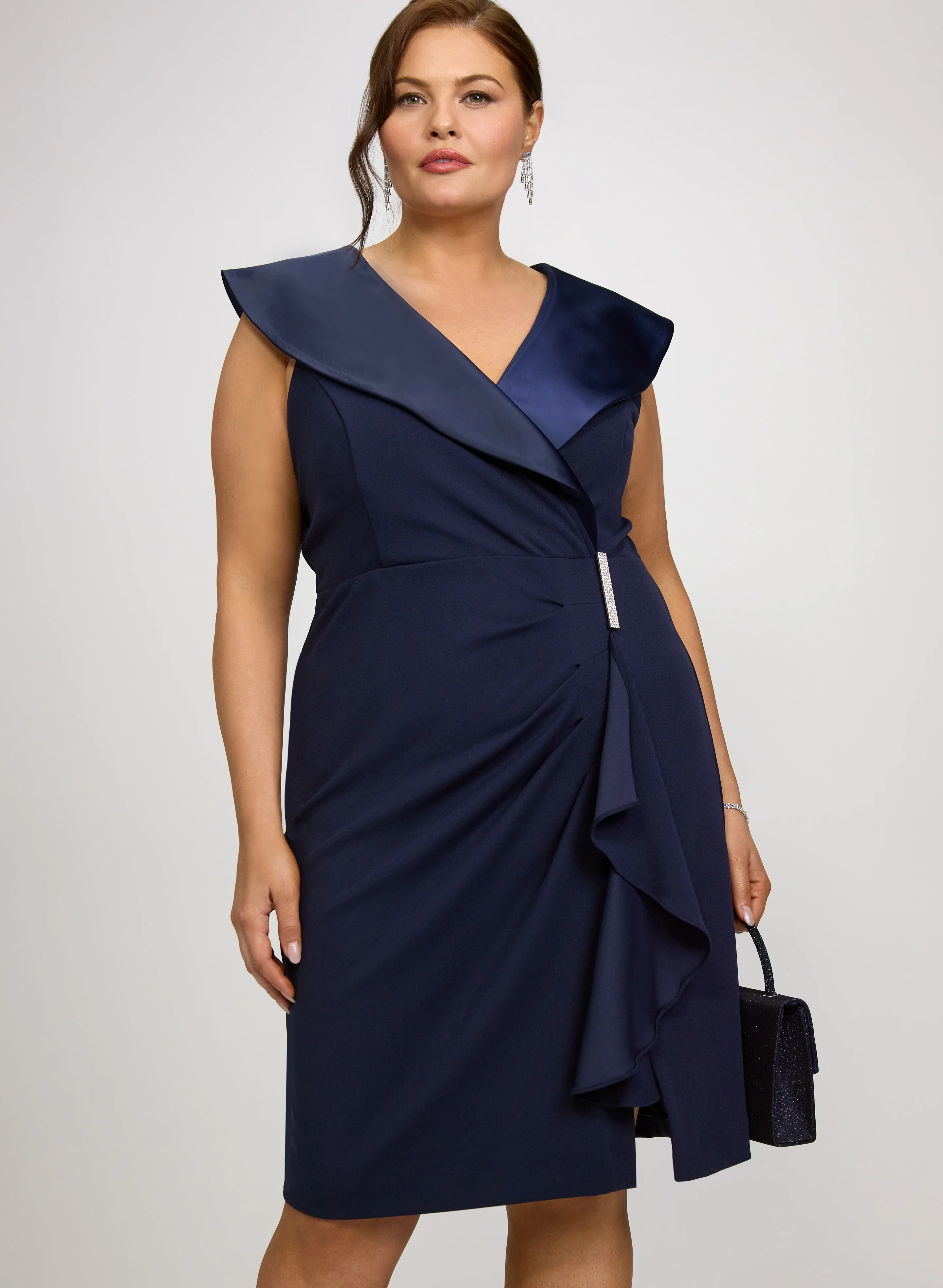 Tuxedo Satin Collar Dress - Image 7
