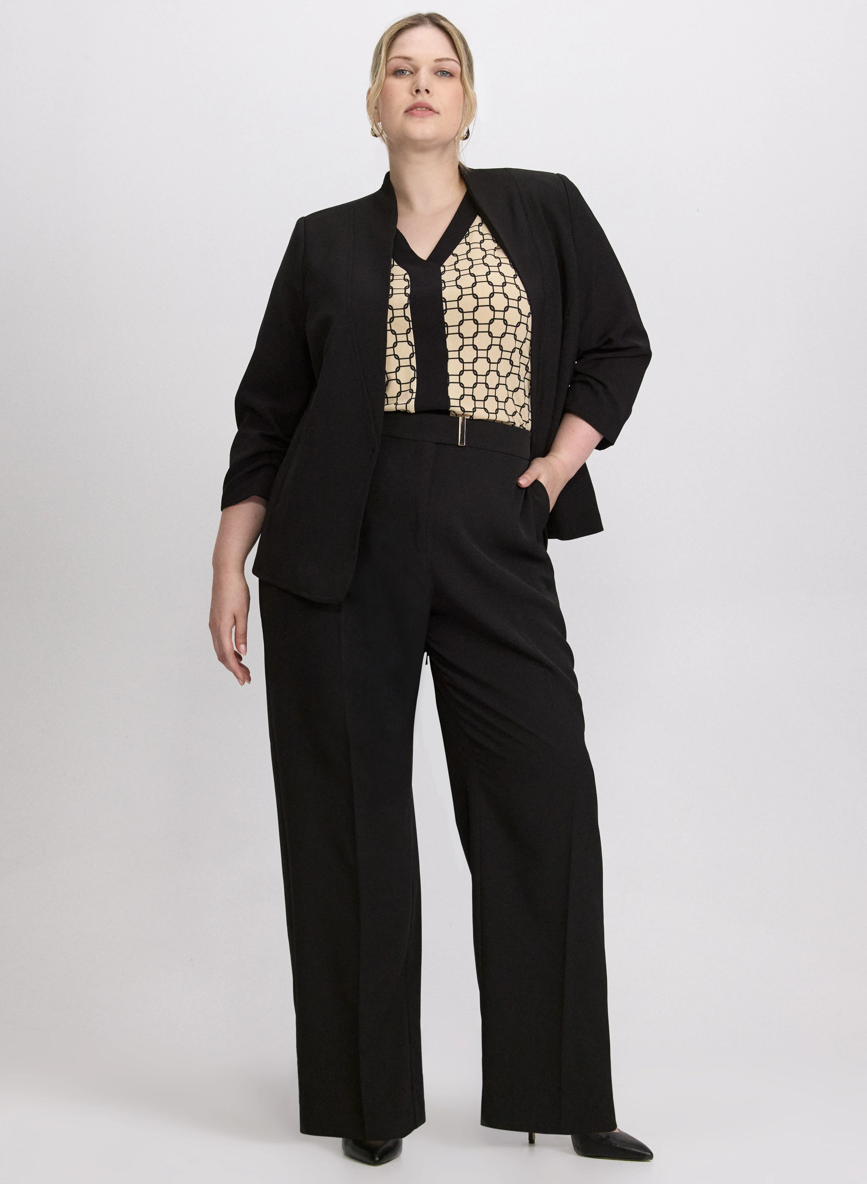 Twill 3/4 Sleeve Blazer - Image 10