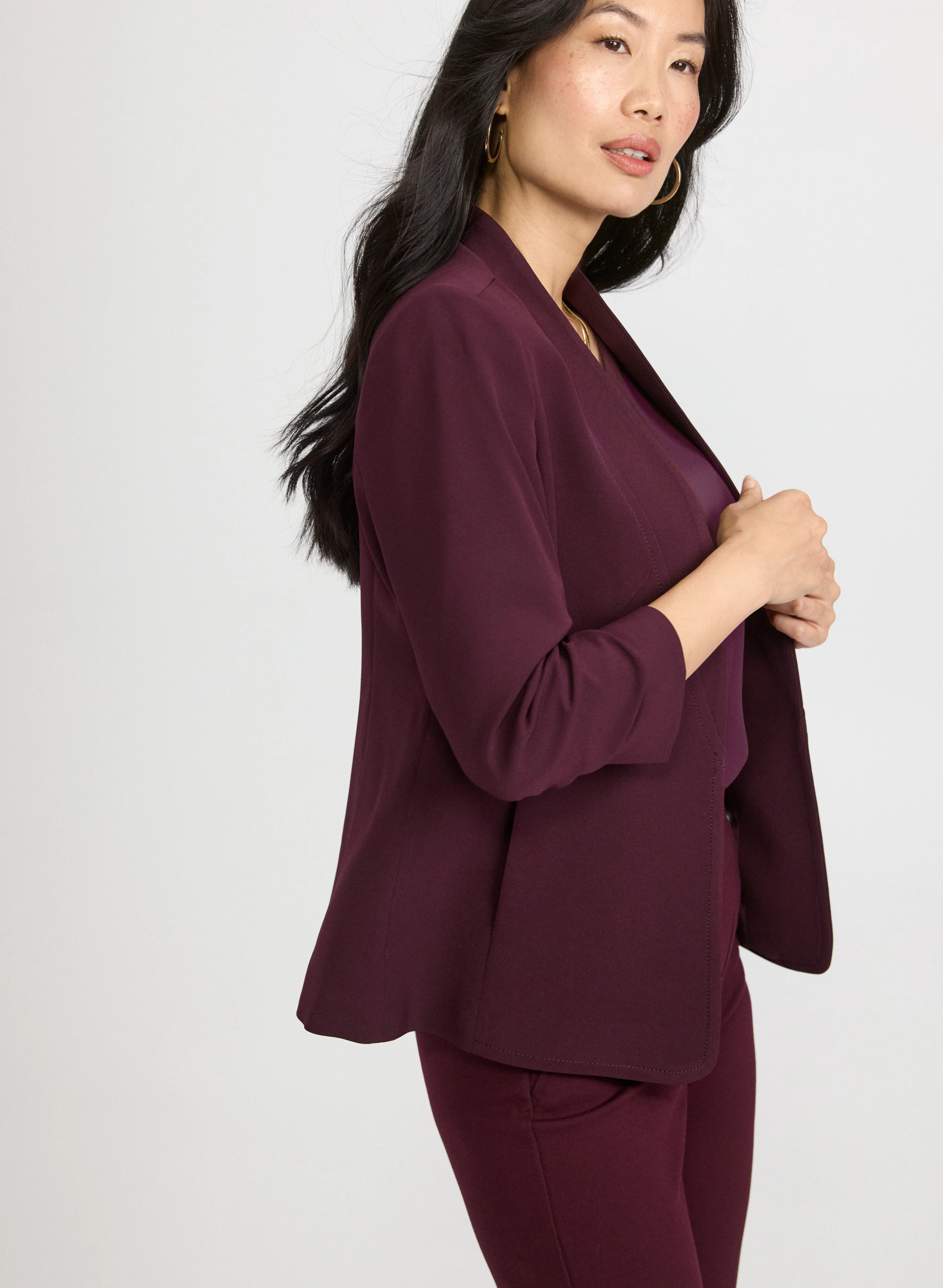Twill 3/4 Sleeve Blazer - Image 2