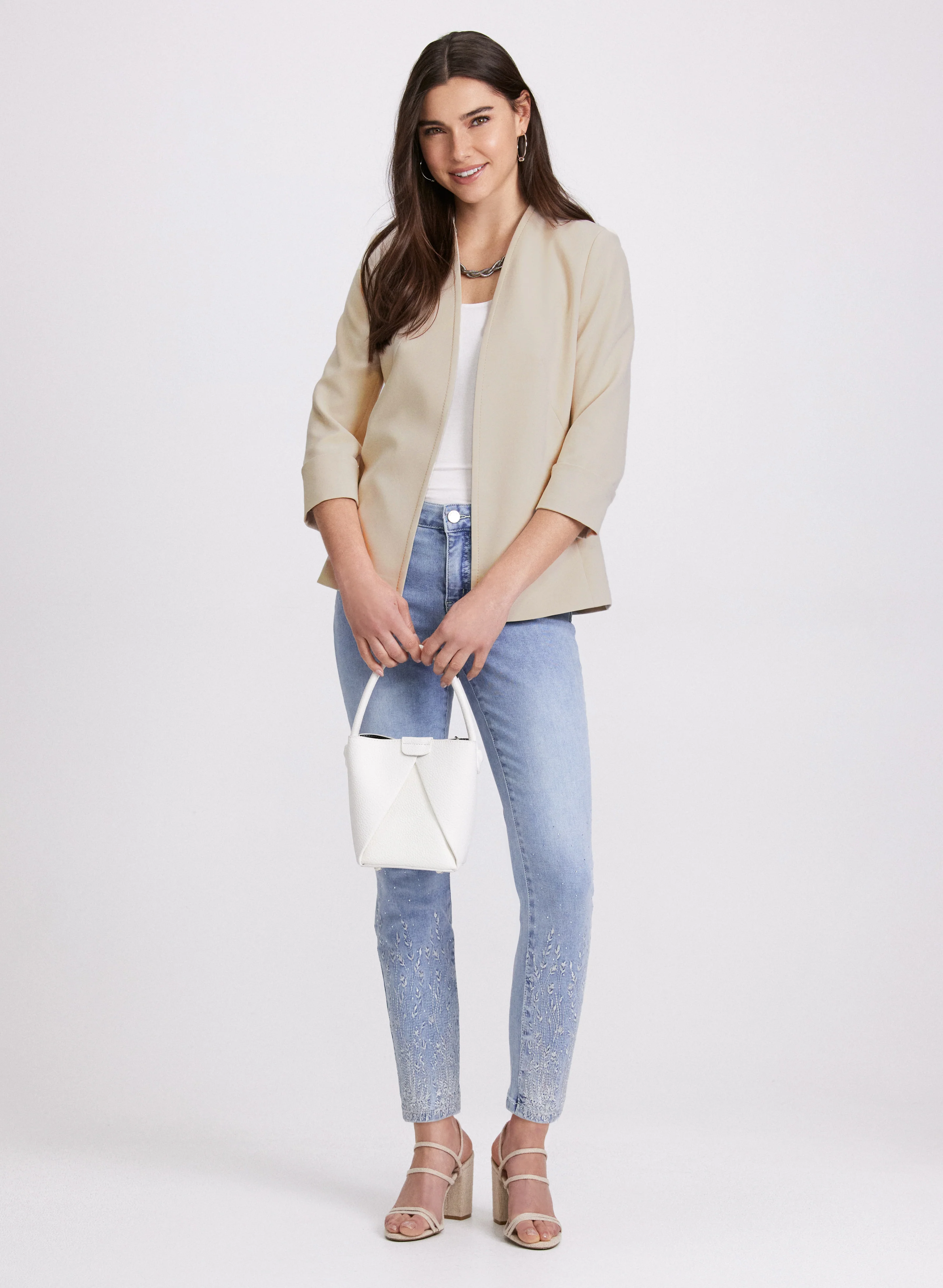 Open Twill Collarless Jacket - Image 3