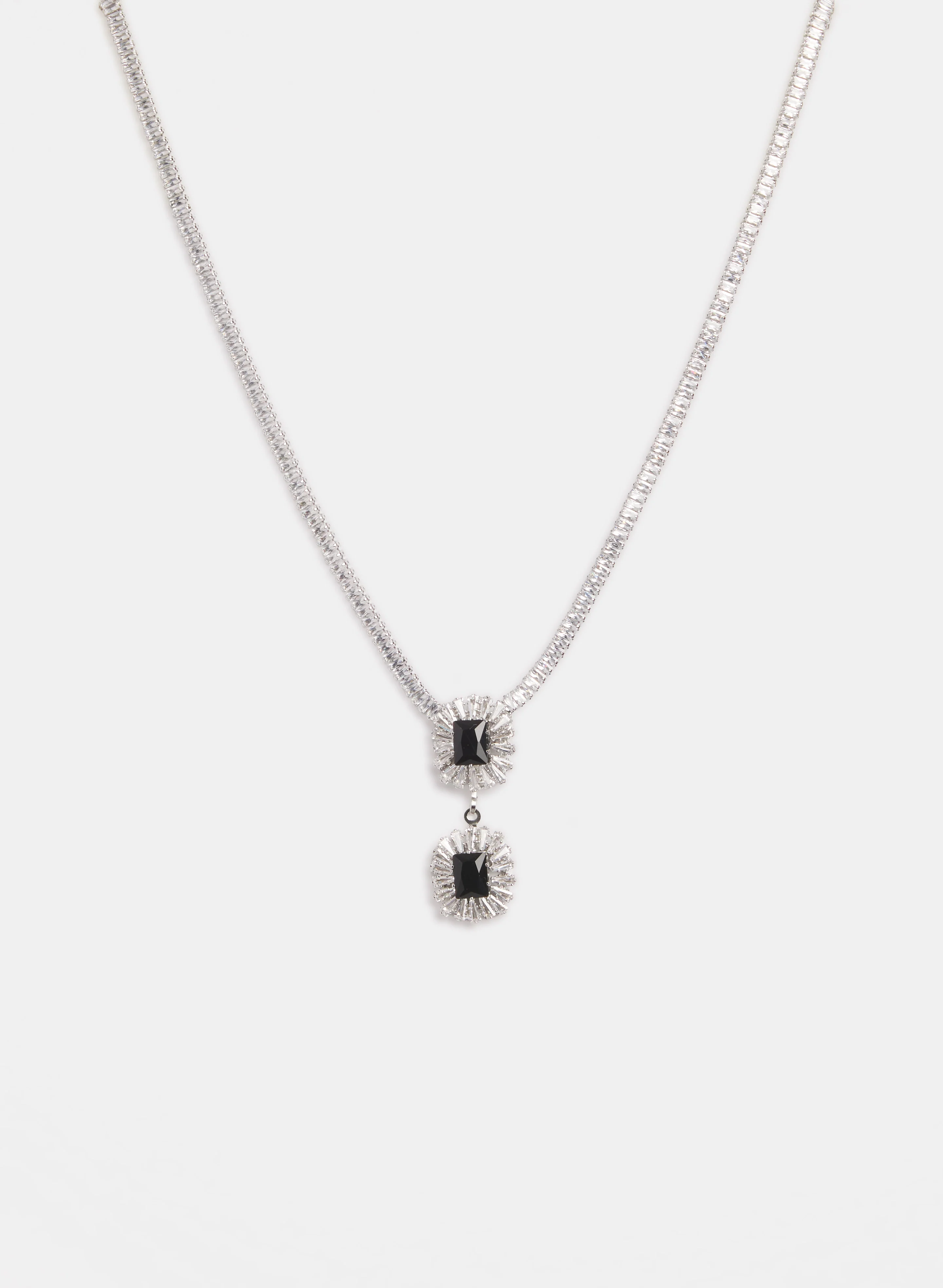 Two-Tier Crystal Pendant Necklace
