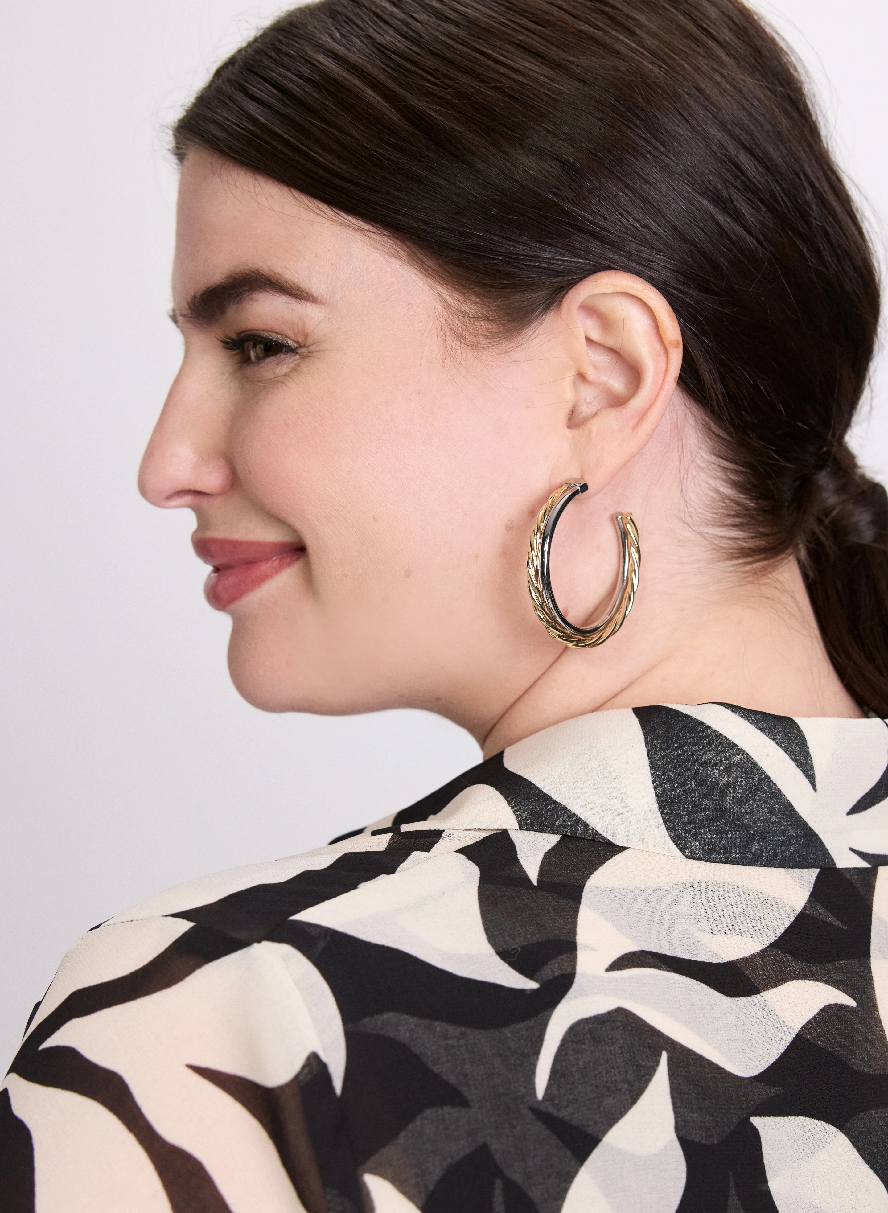 Two-Tone Hoop Earrings - Image 3