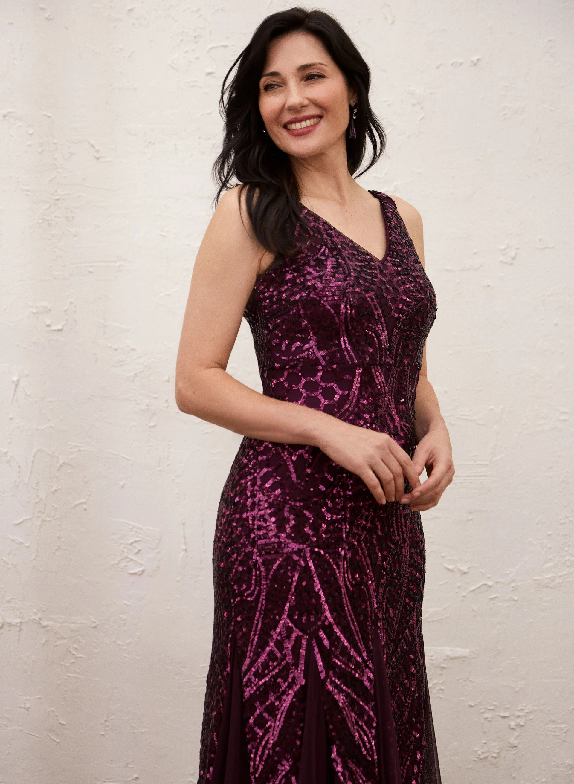 V-Neck Sequin Dress - Image 4