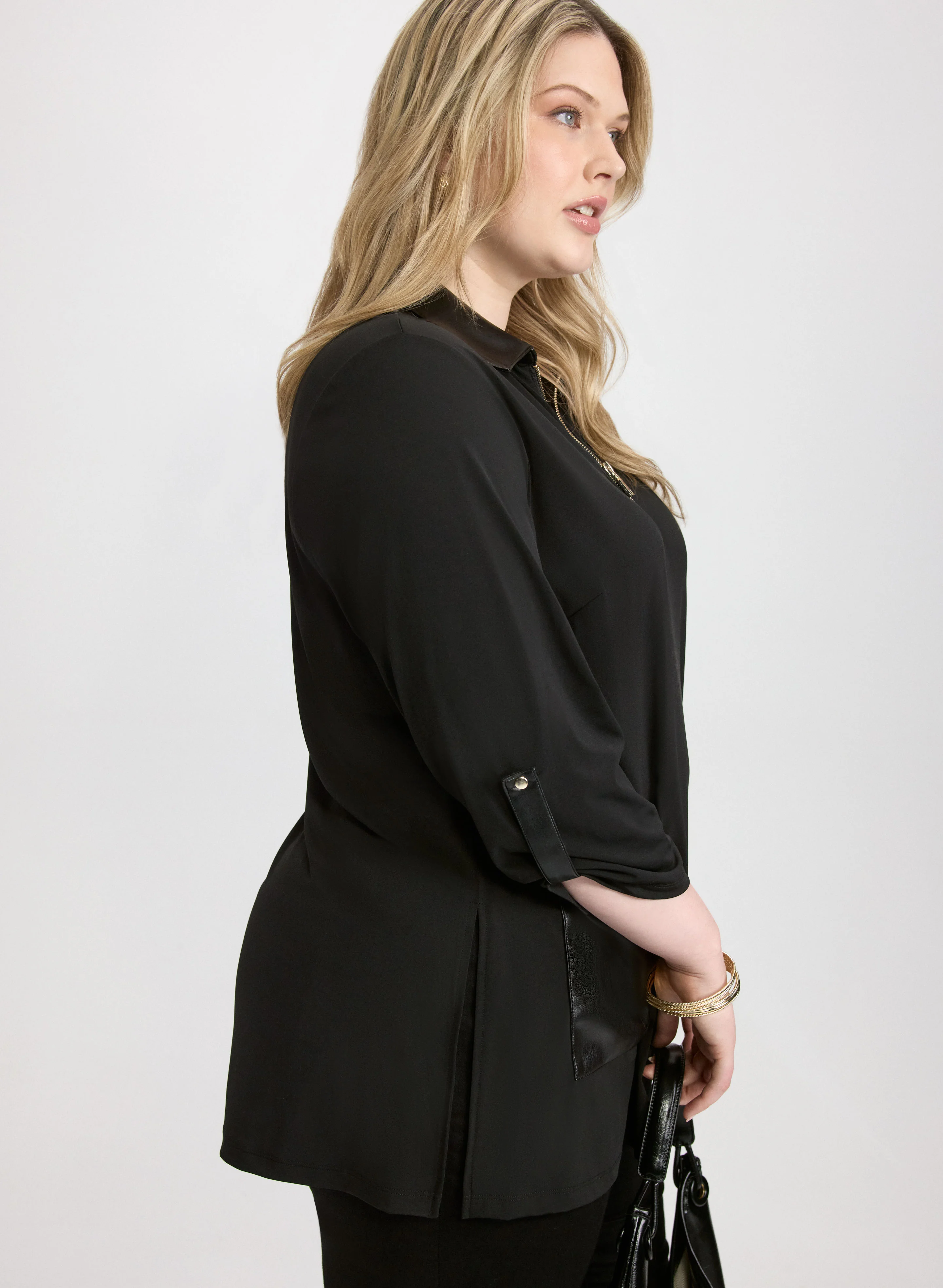 Vegan Leather Detail Top - Image 2