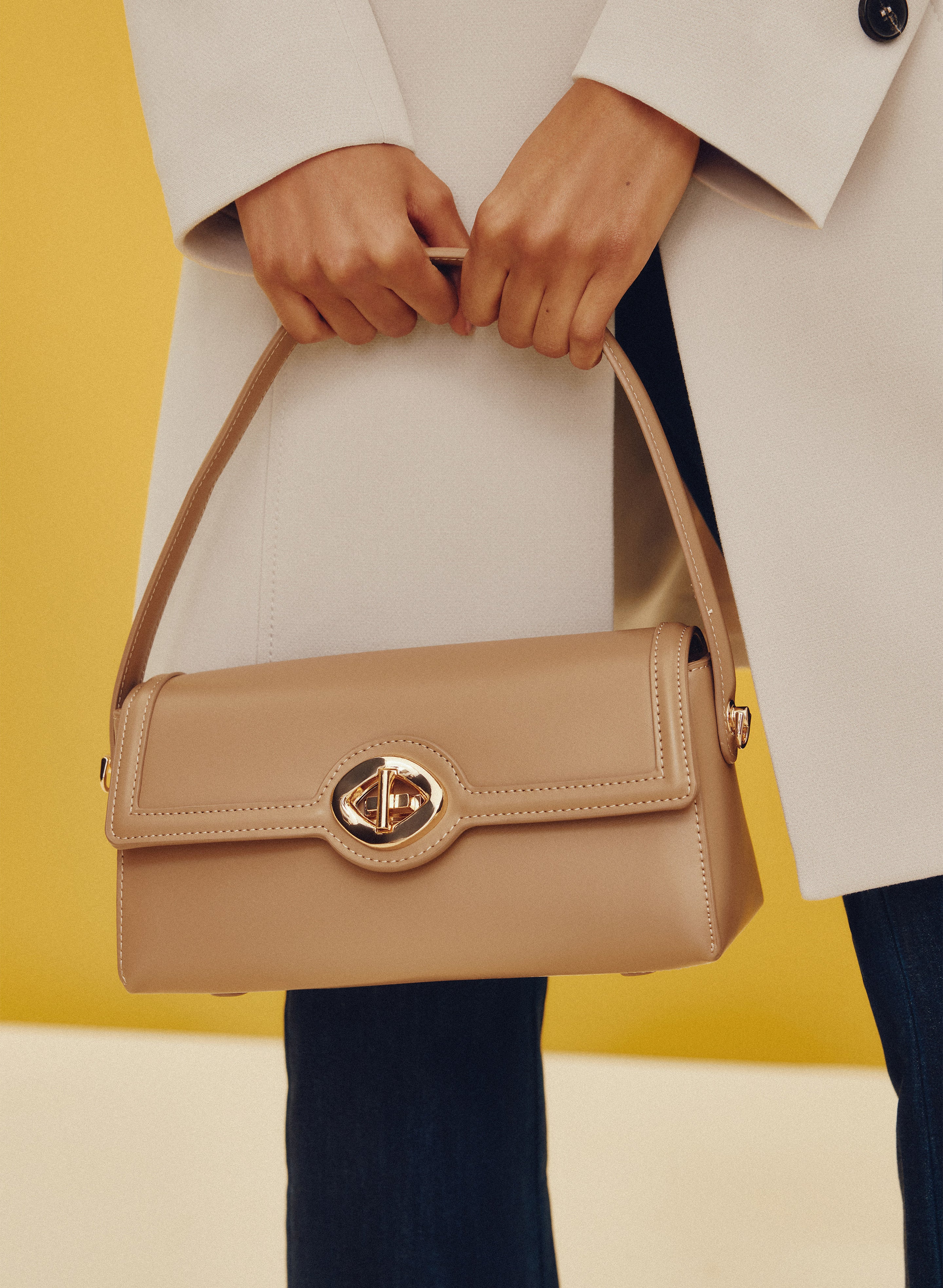 Vegan Leather Elongated Handbag - Image 2