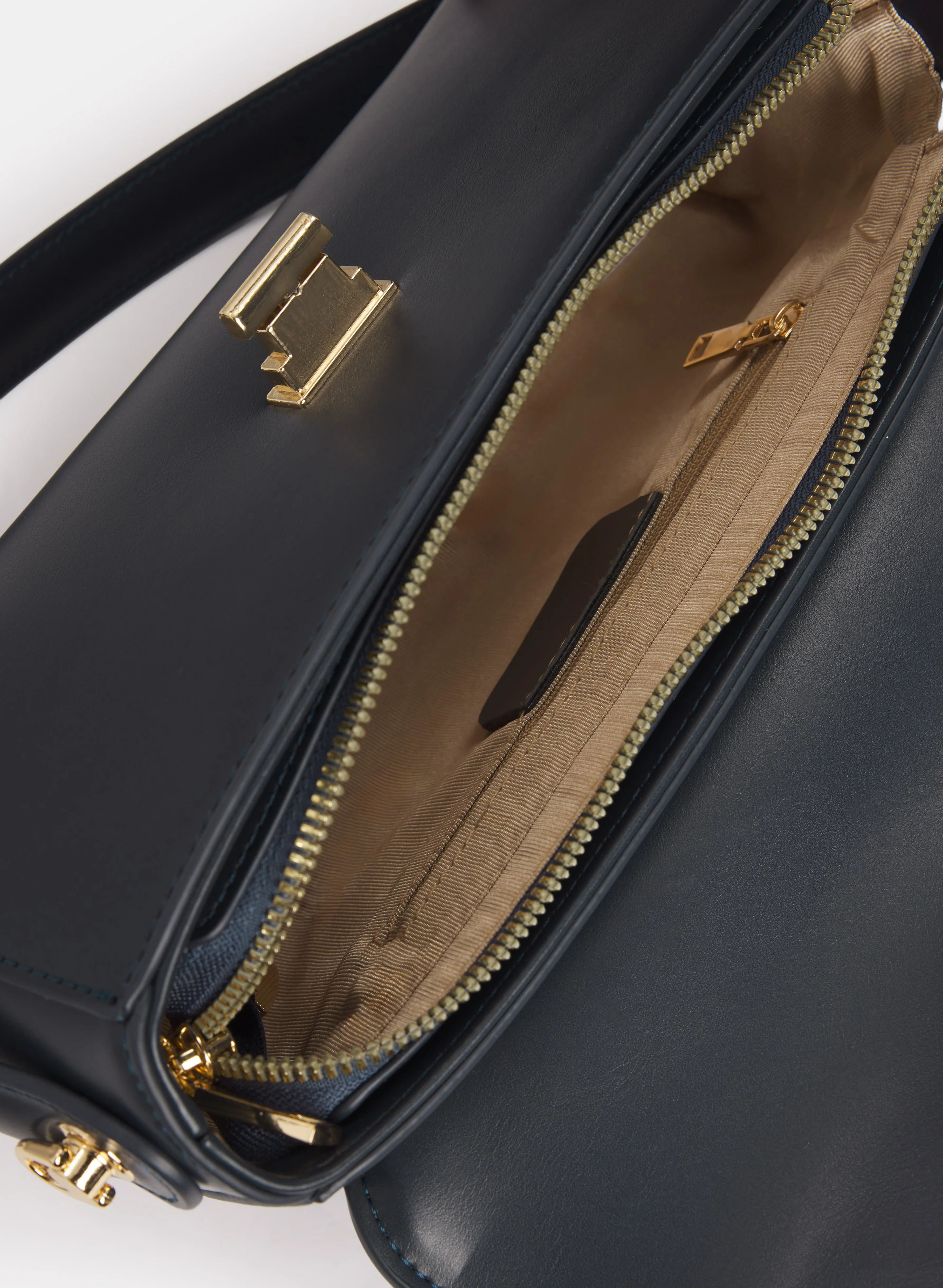 Vegan Leather Elongated Handbag - Image 4