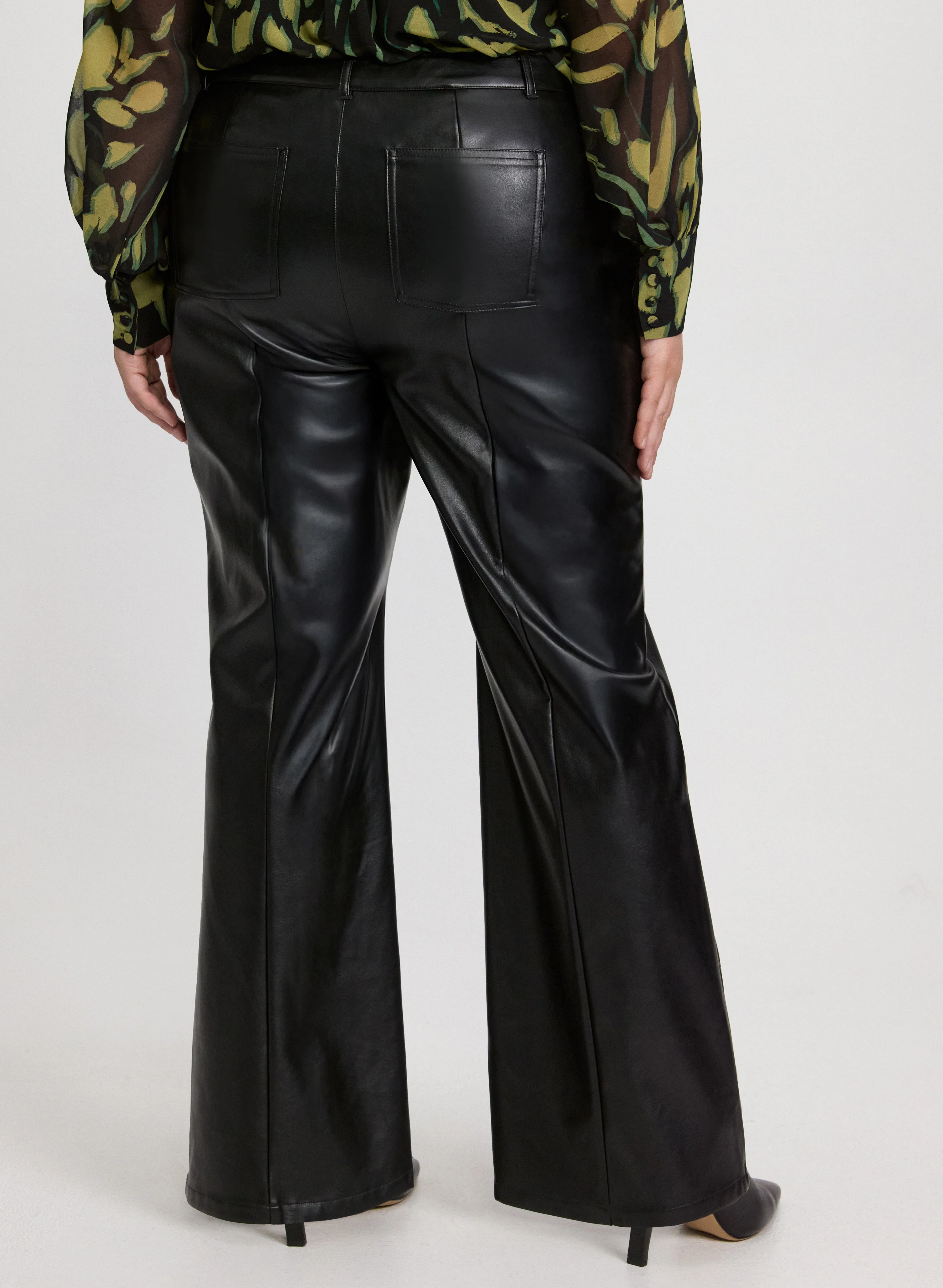 Vegan Leather Flare-Leg Pants - Image 11