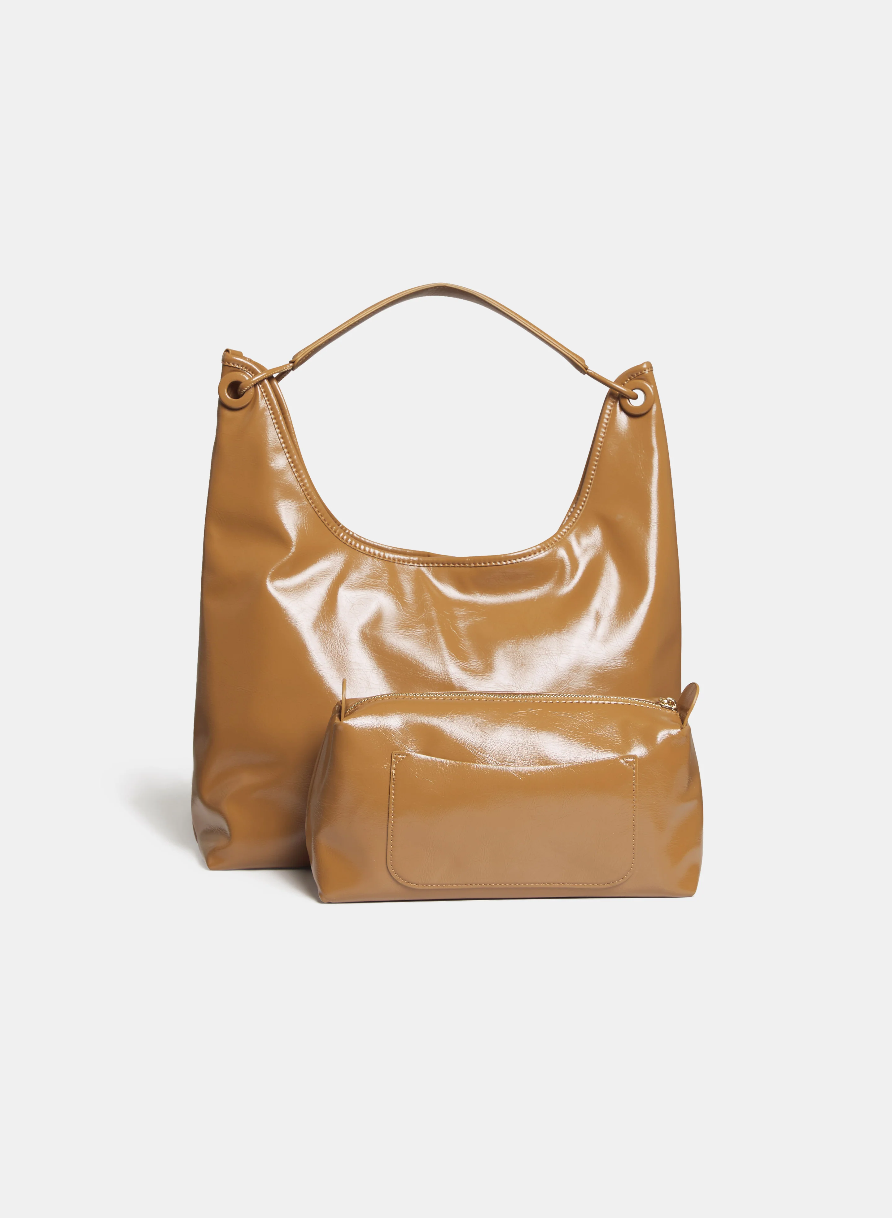 Vegan Leather Handbag & Pouch Set - Image 4