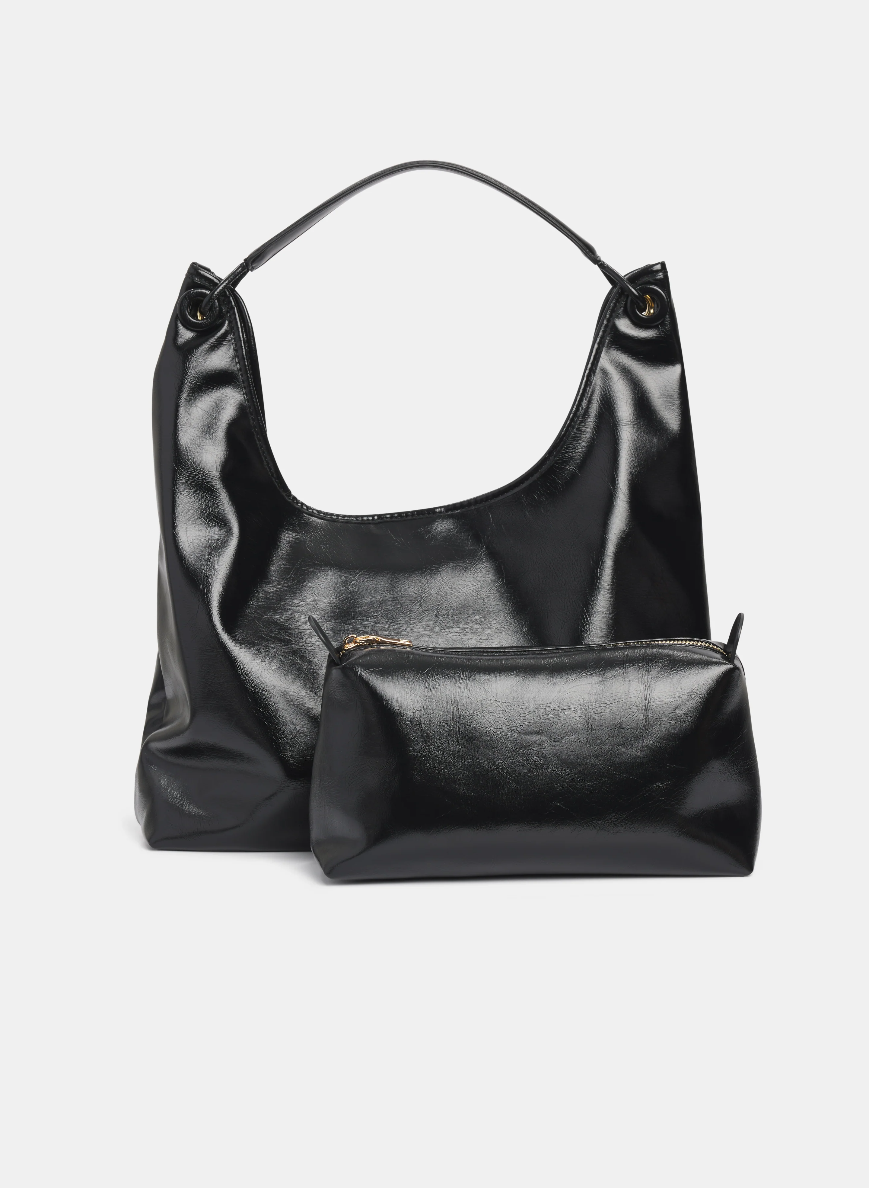 Vegan Leather Handbag & Pouch Set - Image 2