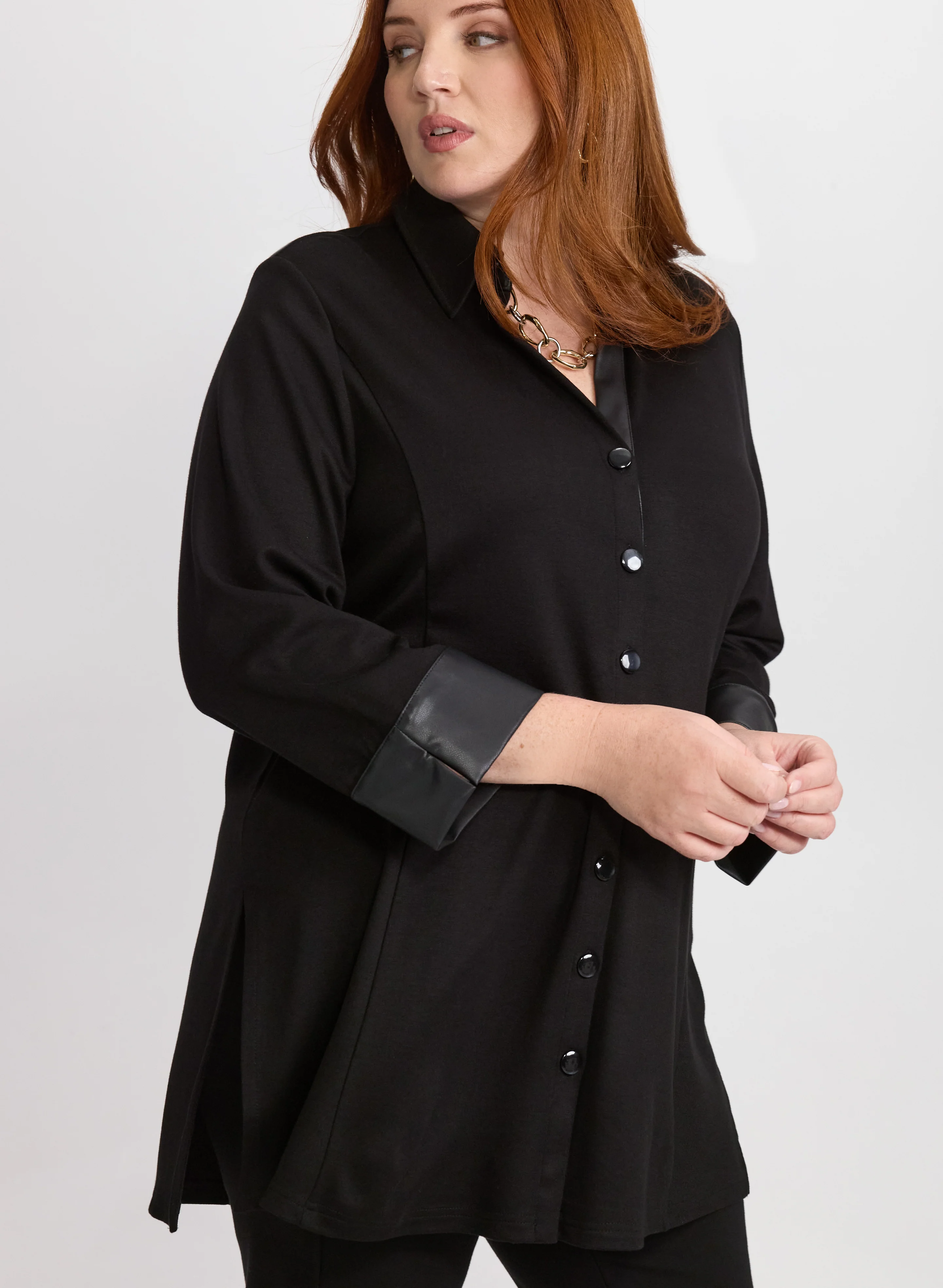 Vegan Leather Trim Top - Image 5