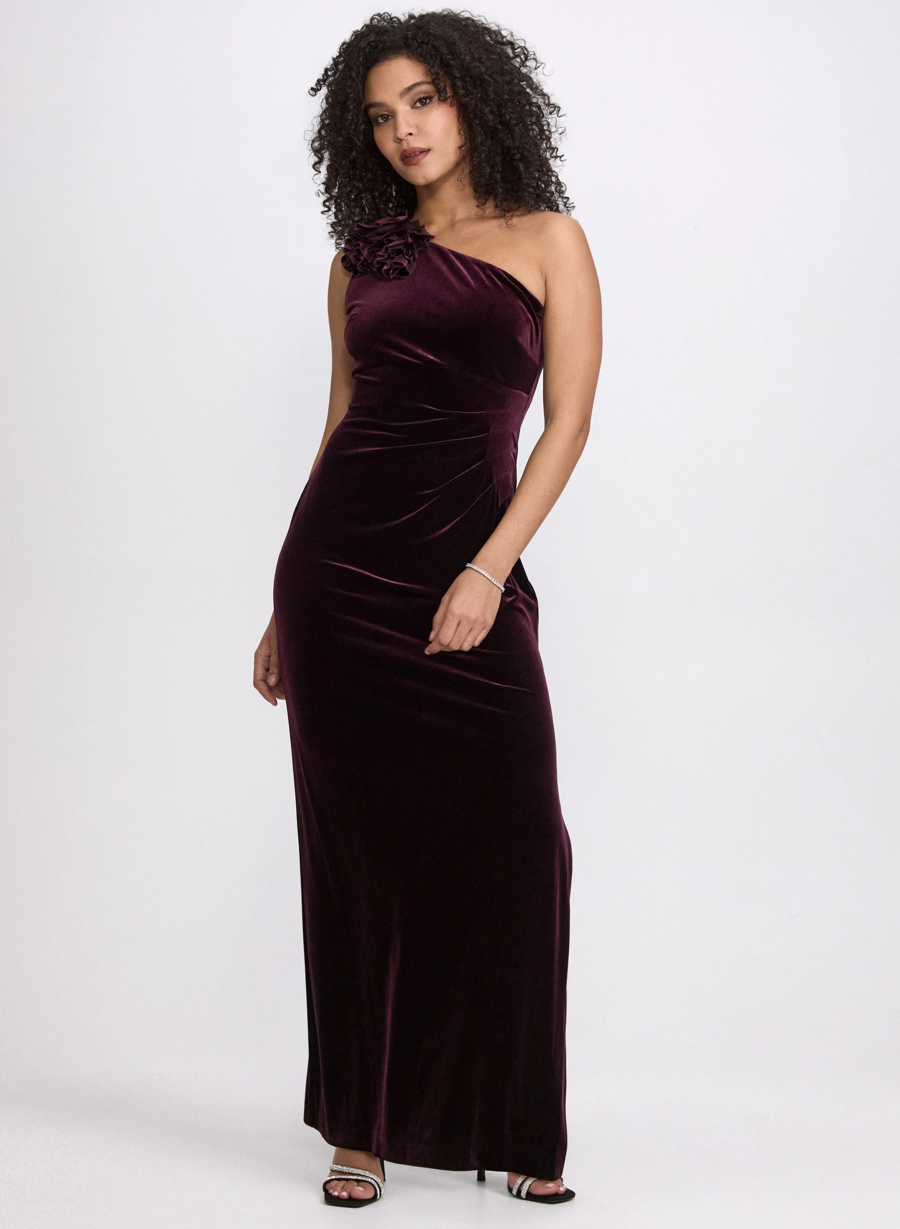 Velvet One-Shoulder Dress