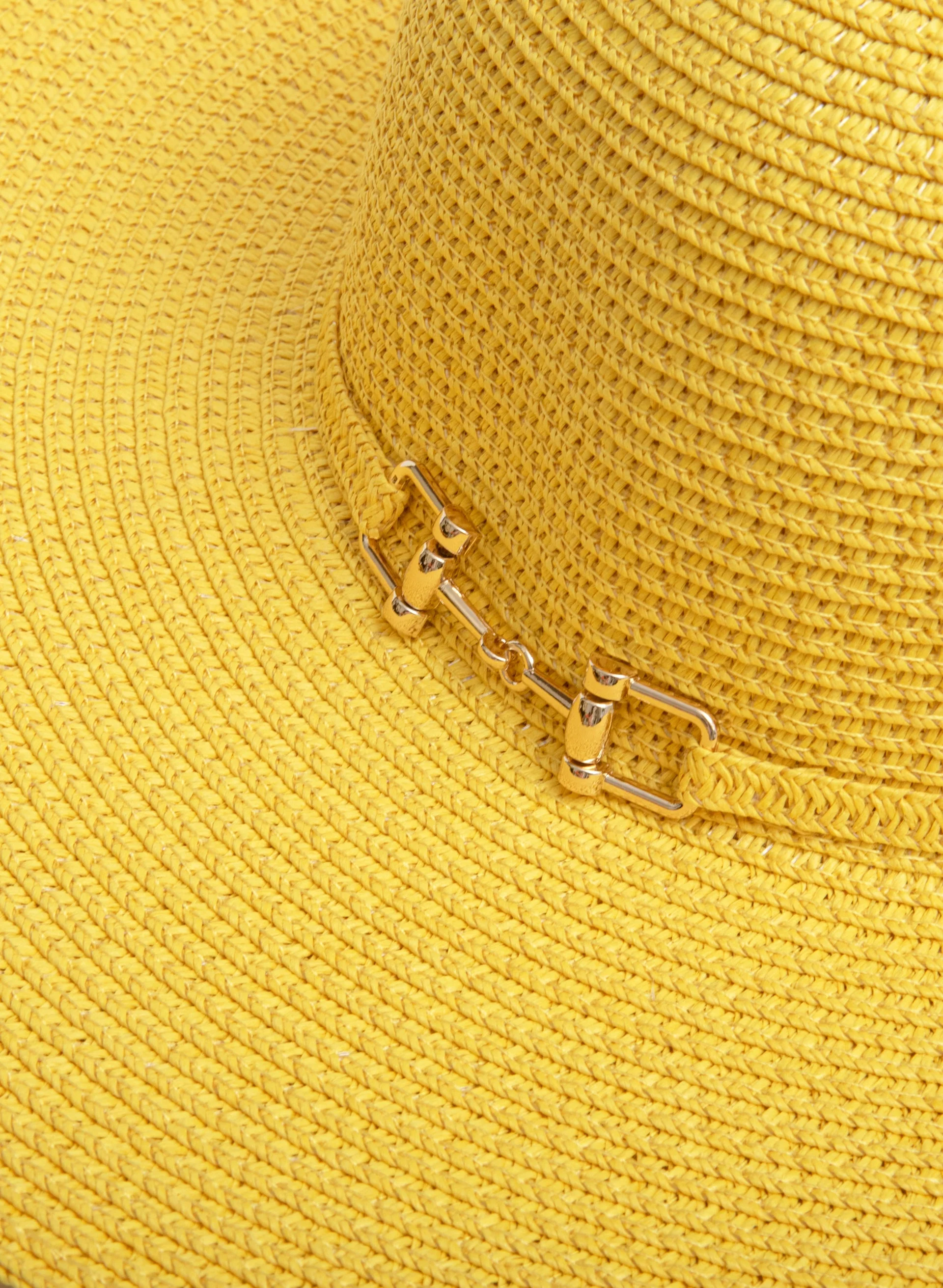 Wide Brim Chain Detail Straw Hat - Image 2